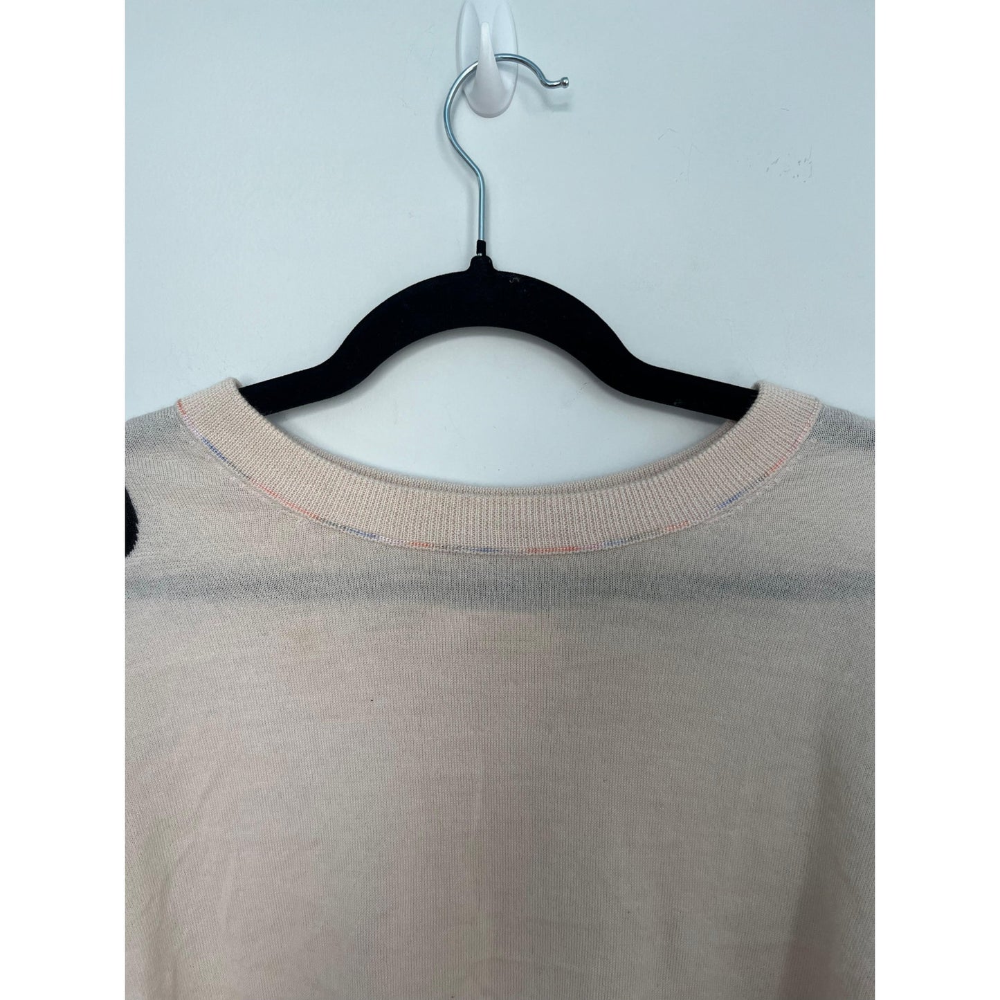 Zadig Voltaire Logo Sleeve Sweater Women XS Merino Wool Beige Pullover
