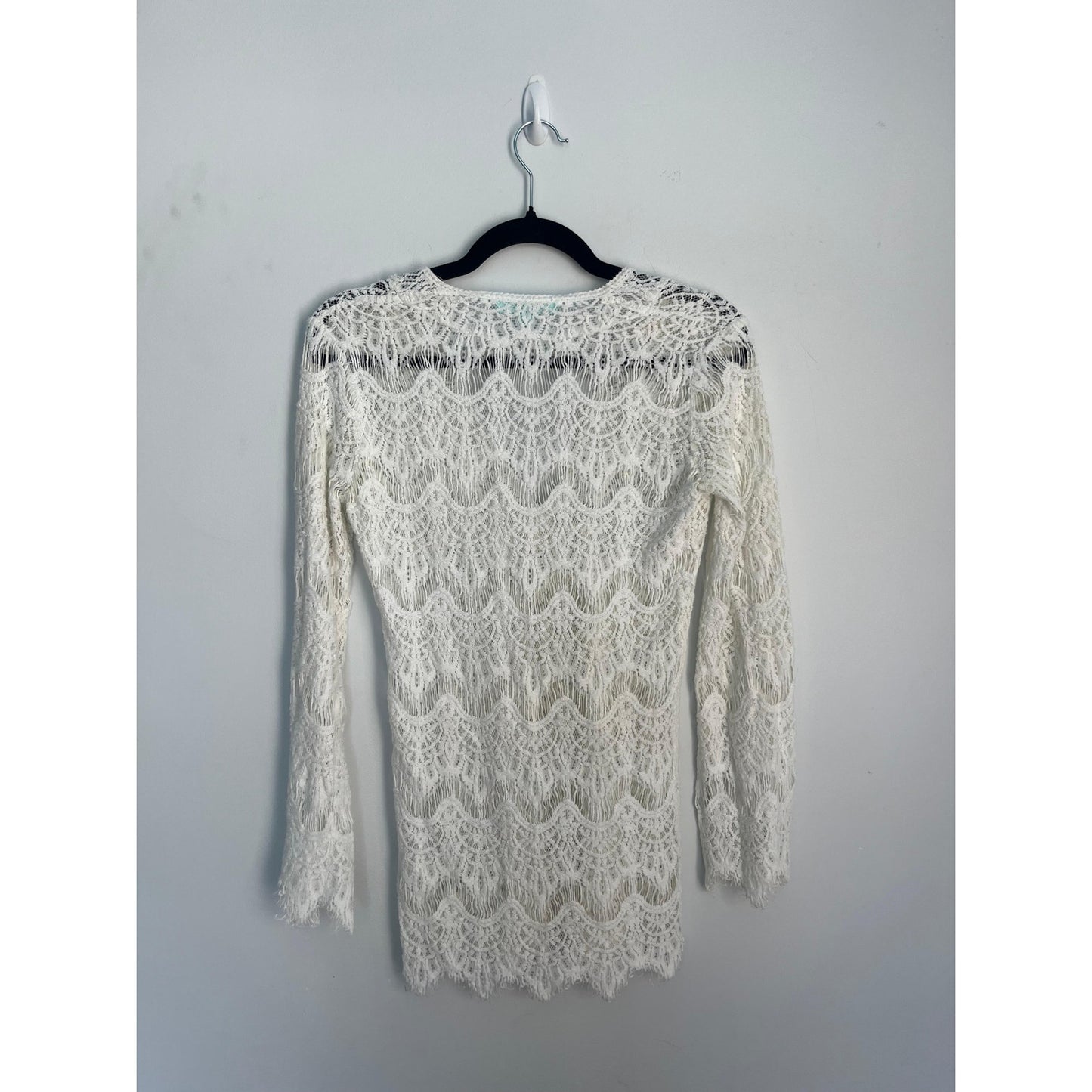 Melissa Odabash Crochet Cover Up Women S White Lace Sheer Beach Tunic