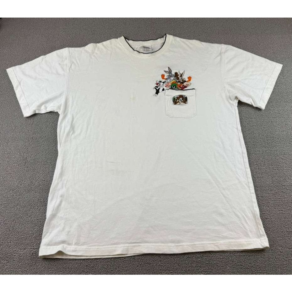 VTG Warner Bros Studio Store T Shirt XL 1999 Embroidered Looney Tunes White