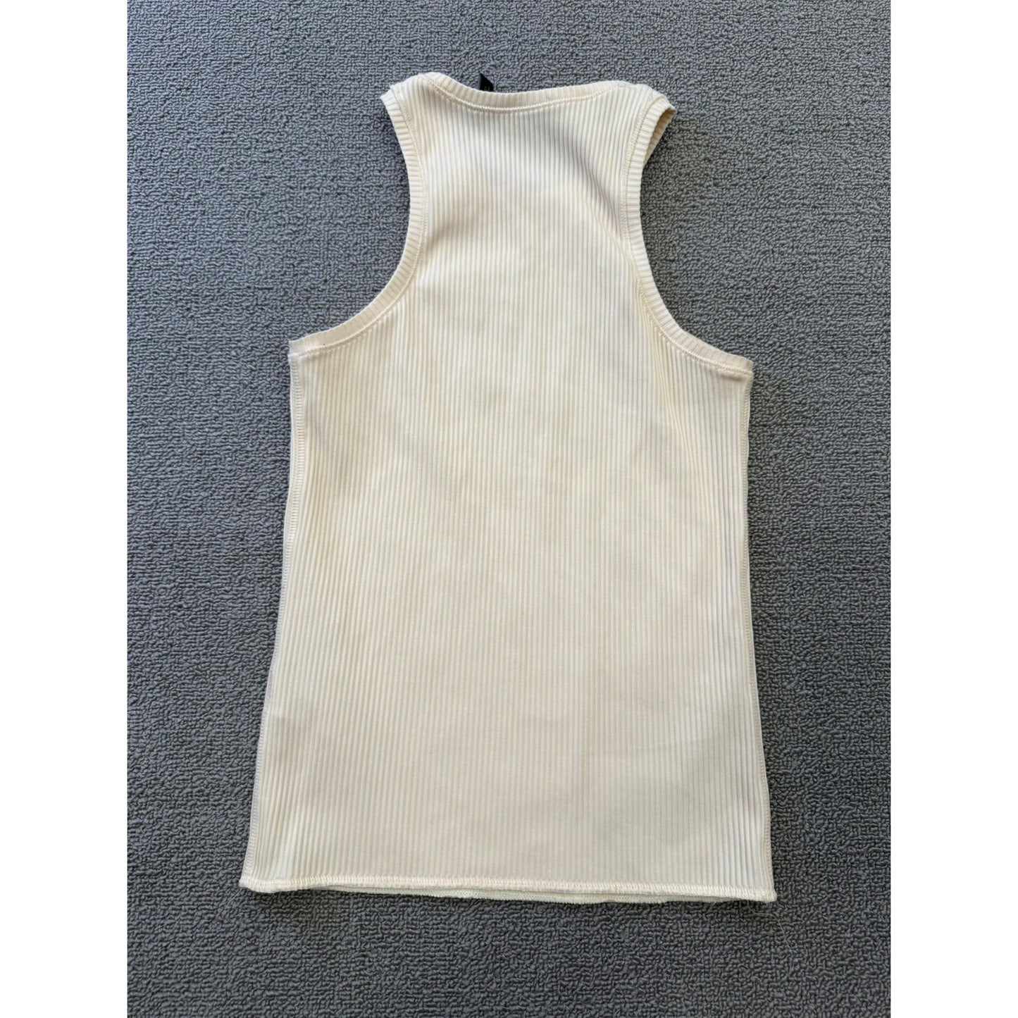 Theory Women's Small Petite Cream White Ribbed Tank Top Samek Belsay Sleeveless