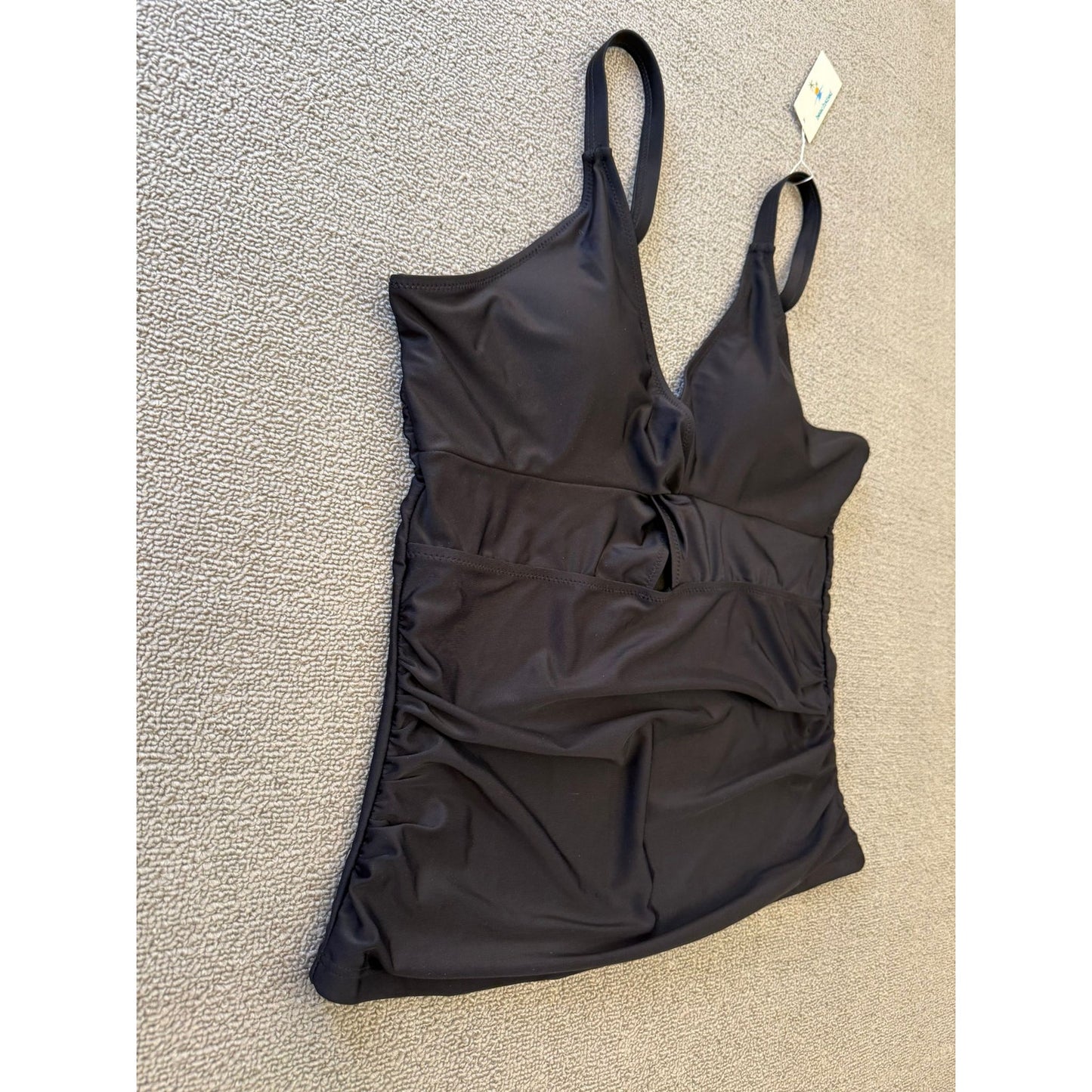 Beachsissi Womens Extra Large Black Ruched Tankini Top