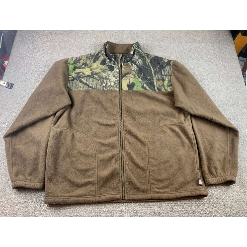 Sports Afield Jacket Camo Men's XL Full Zip Pockets Brown Woodland Hunting
