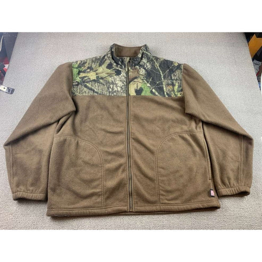 Sports Afield Jacket Camo Men's XL Full Zip Pockets Brown Woodland Hunting