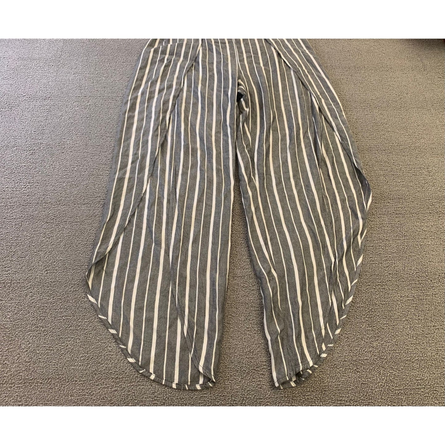 FREE PEOPLE All Weekend Long Women's 2 Black White Striped Split Hem