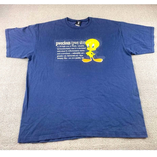 Vintage Warner Bros Studio Men’s 2XL Blue Tweety Bird Crewneck T Shirt USA Made