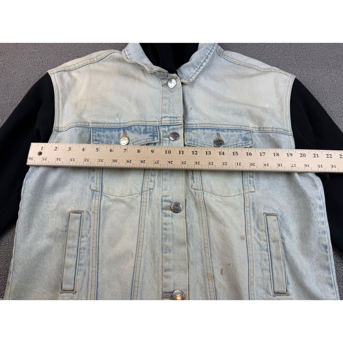 The Current Elliott Women's 2 The Conductor Hooded Cropped Denim Jacket