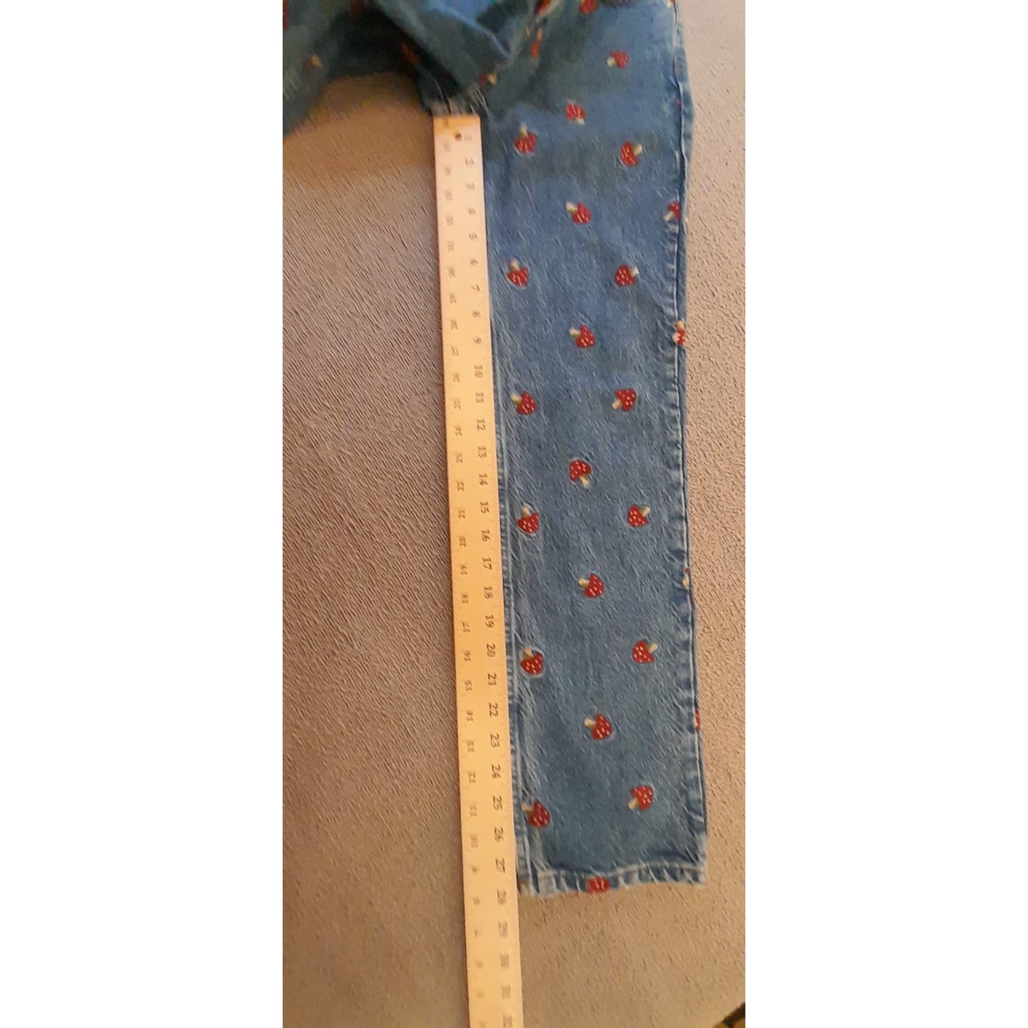 Reformation Jeans Womens 24 Blue Mushroom Print Straight Leg Denim
