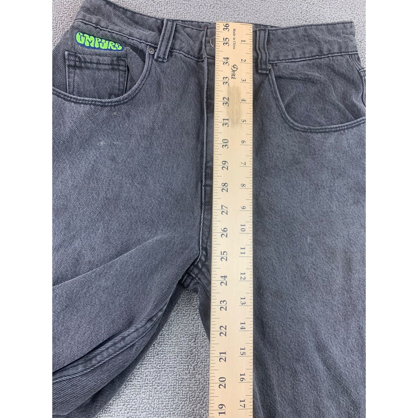 Empyre Denim Jeans Size 3 Black Faded Gray Embroidered Patches