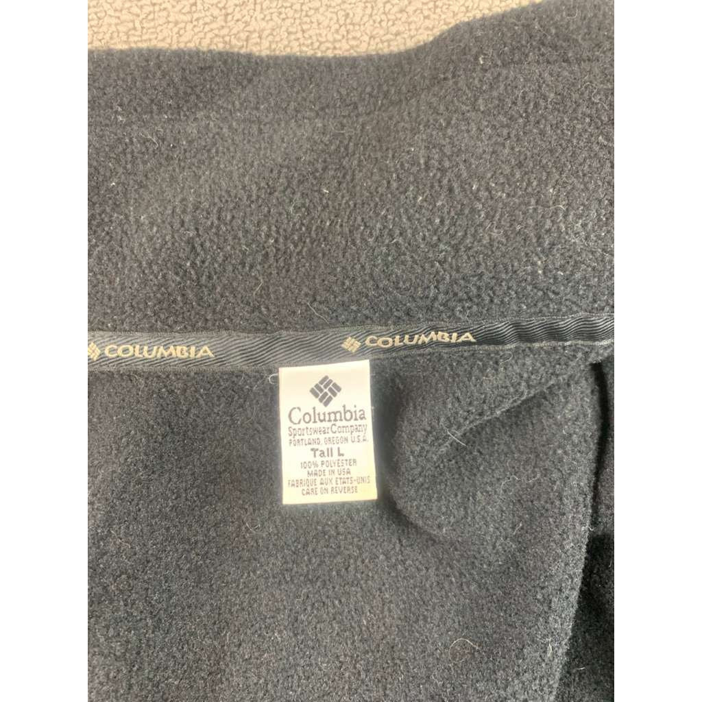 Columbia Fleece Vest Men's Tall L Black Full Zip Made in USA Y2K F00