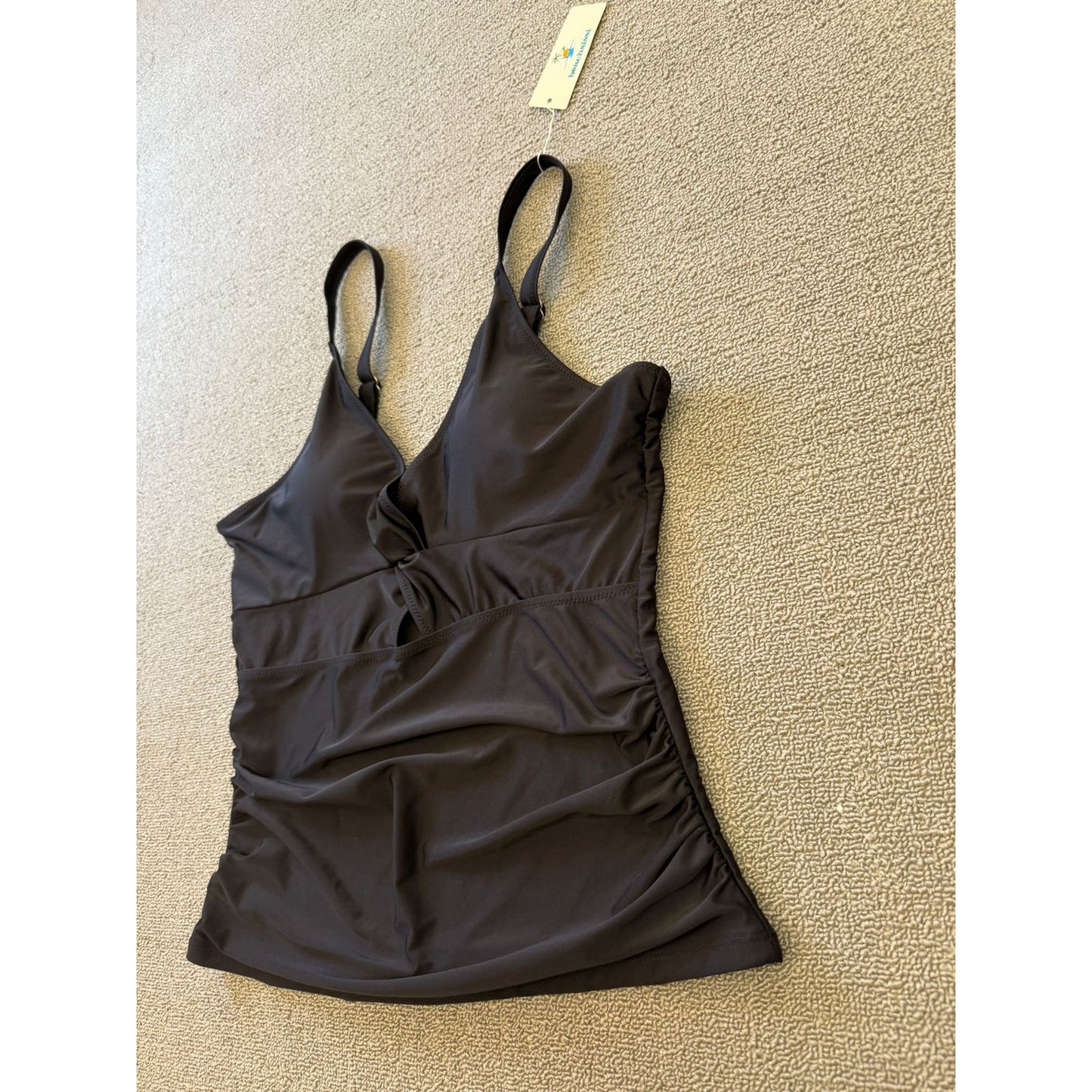 Beachsissi Womens Extra Large Black Ruched Tankini Top