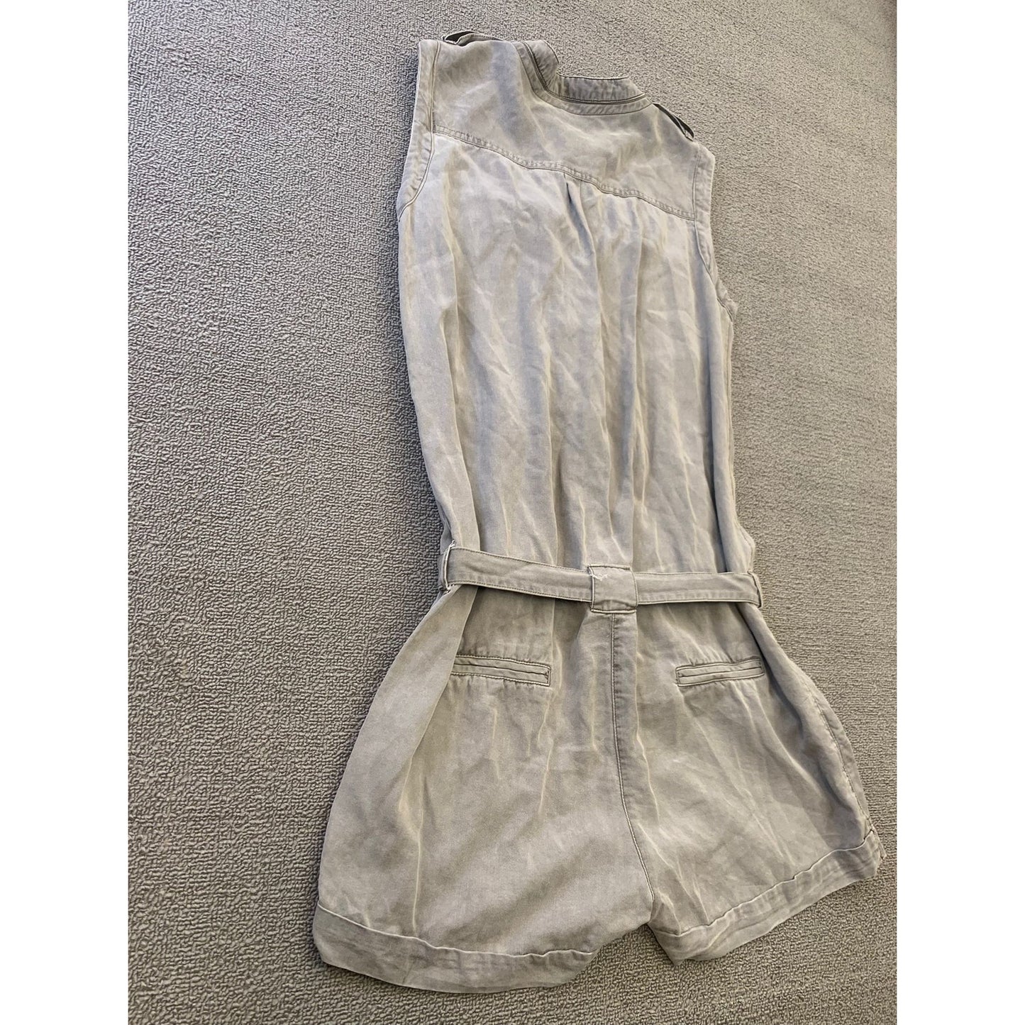 Maison Scotch Women's Small Petite Gray Utility Romper Belted Playsuit