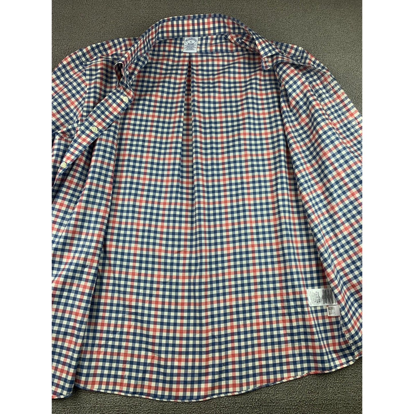 Y2K Brooks Brothers Shirt Men's XL Red Blue Check Button Up 346 Casual Preppy