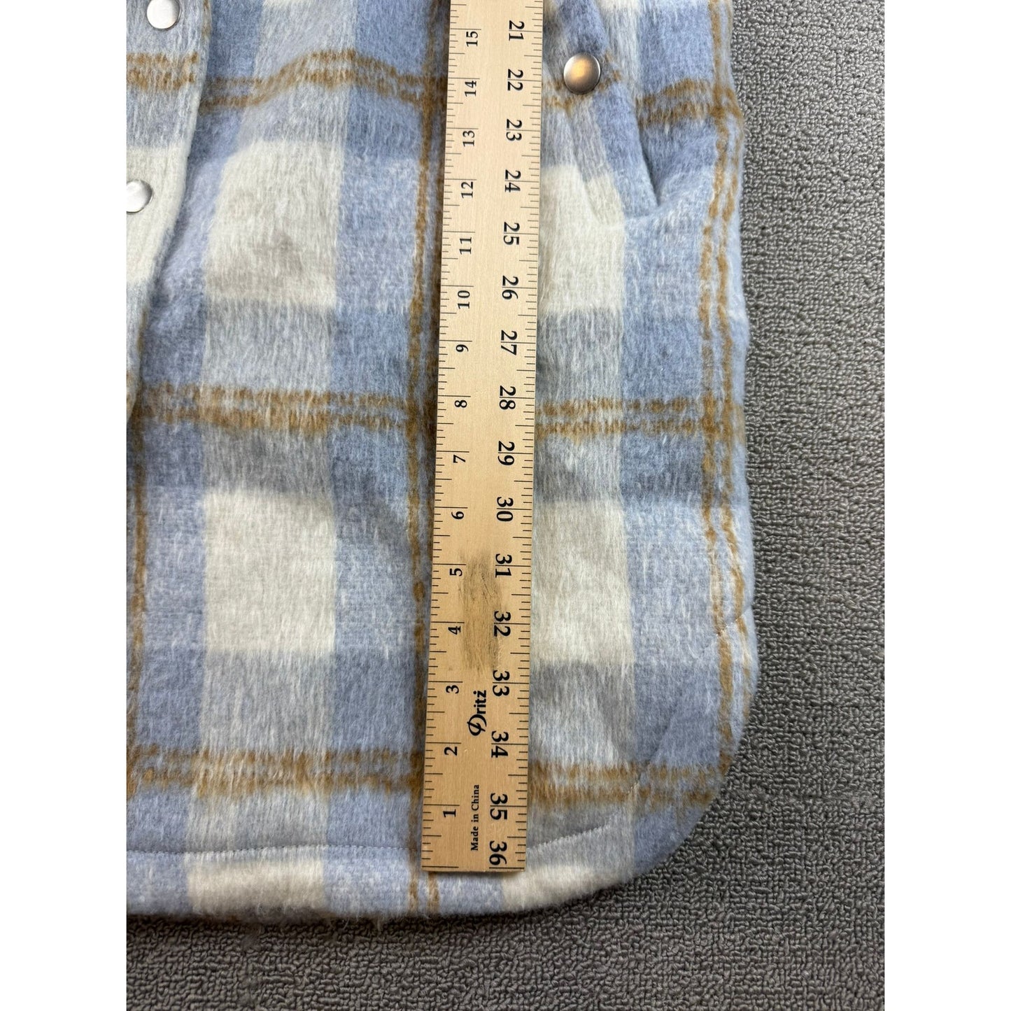 7 for All Mankind Women's Large Longline Brushed Plaid Shacket Coat