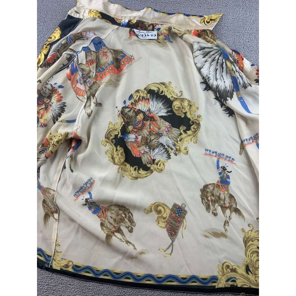 VTG Marina Sitbon Kamosho Blouse Womens Silk Viscose Baroque Pint France Made