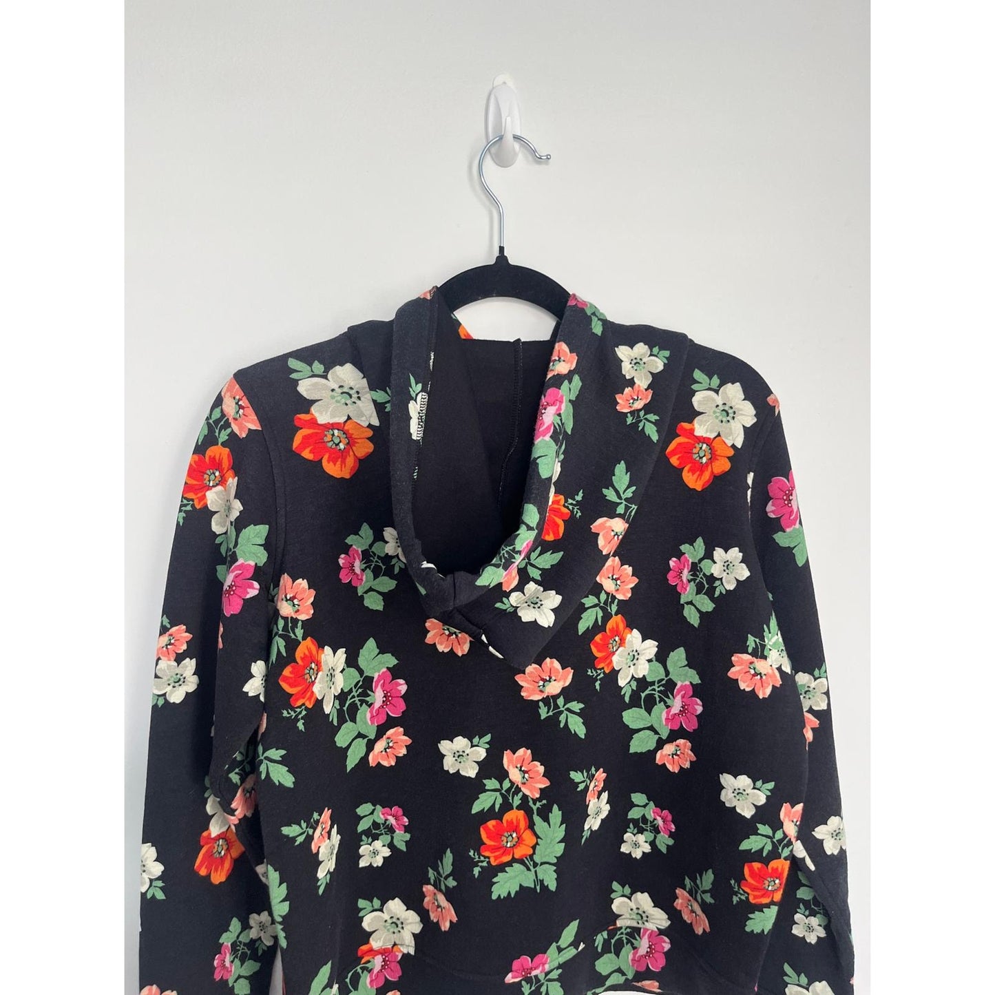 Maje Floral Hoodie Women 1 Black Pink Green Pullover Sweatshirt