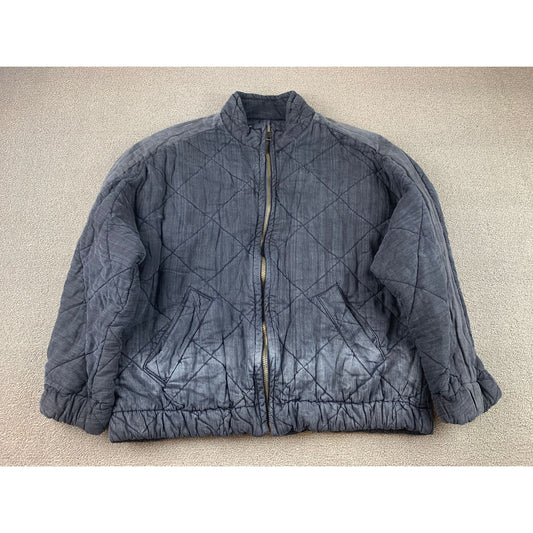 Vintage Havana Women M Dark Gray Washed Quilted Puffer Jacket Full Zip