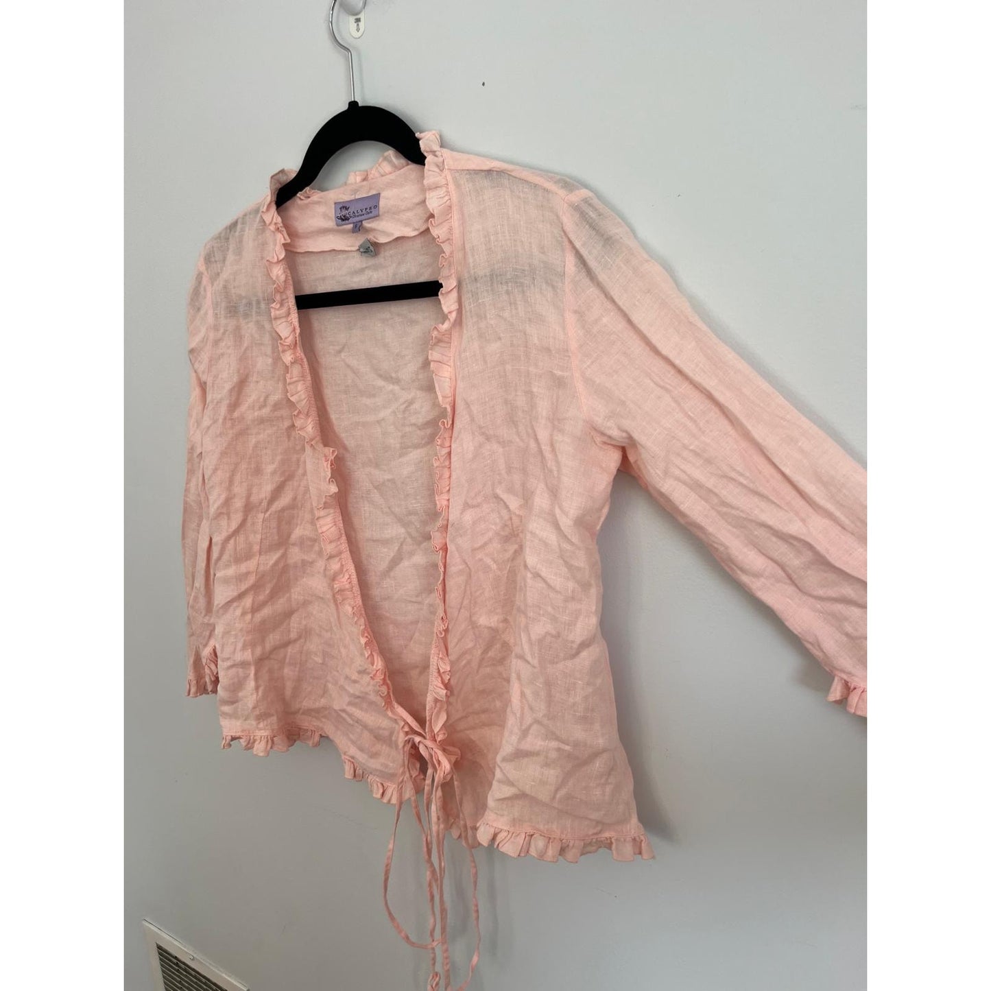 Calypso Christiane Celle Blouse Women S Pink Ruffle Tie Front Sheer Boho