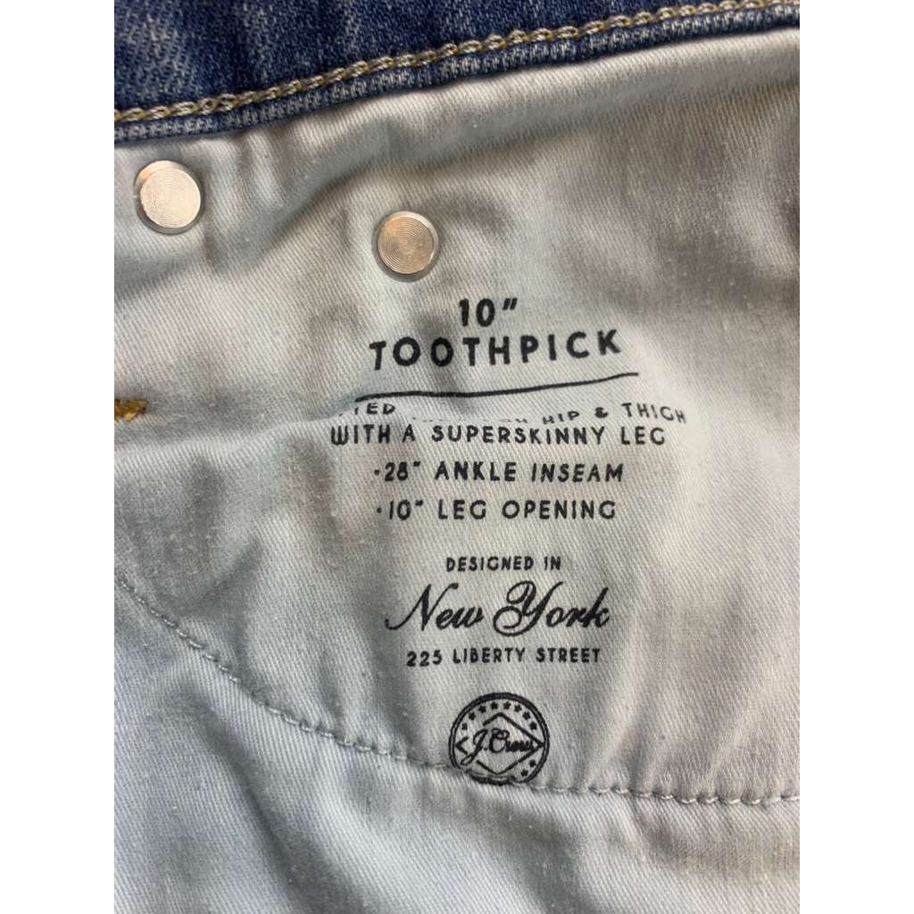 J.Crew Denim Jeans Toothpick Women 32 Blue Skinny Raw Hem Fair Trade Stretchy