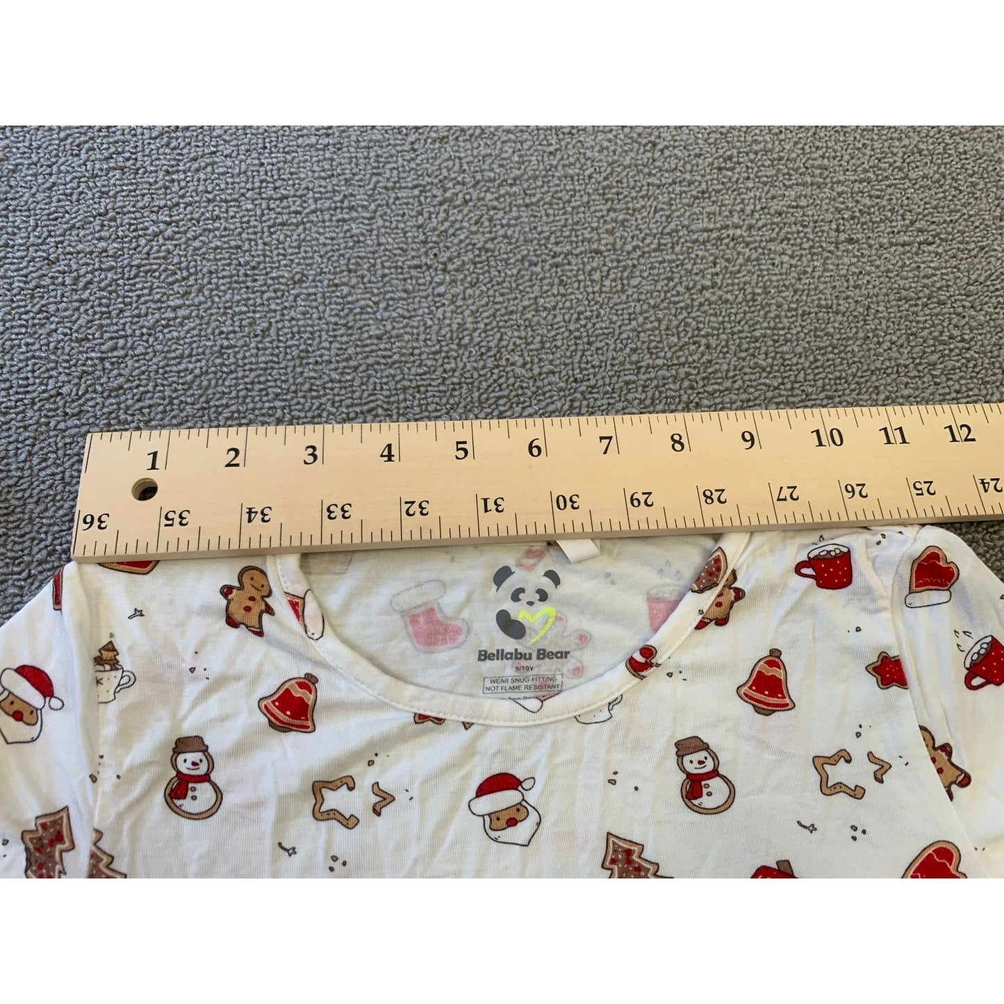 Bellabu Bear Girls 9/10Y White Christmas Gingerbread Nightgown Pajama Dress