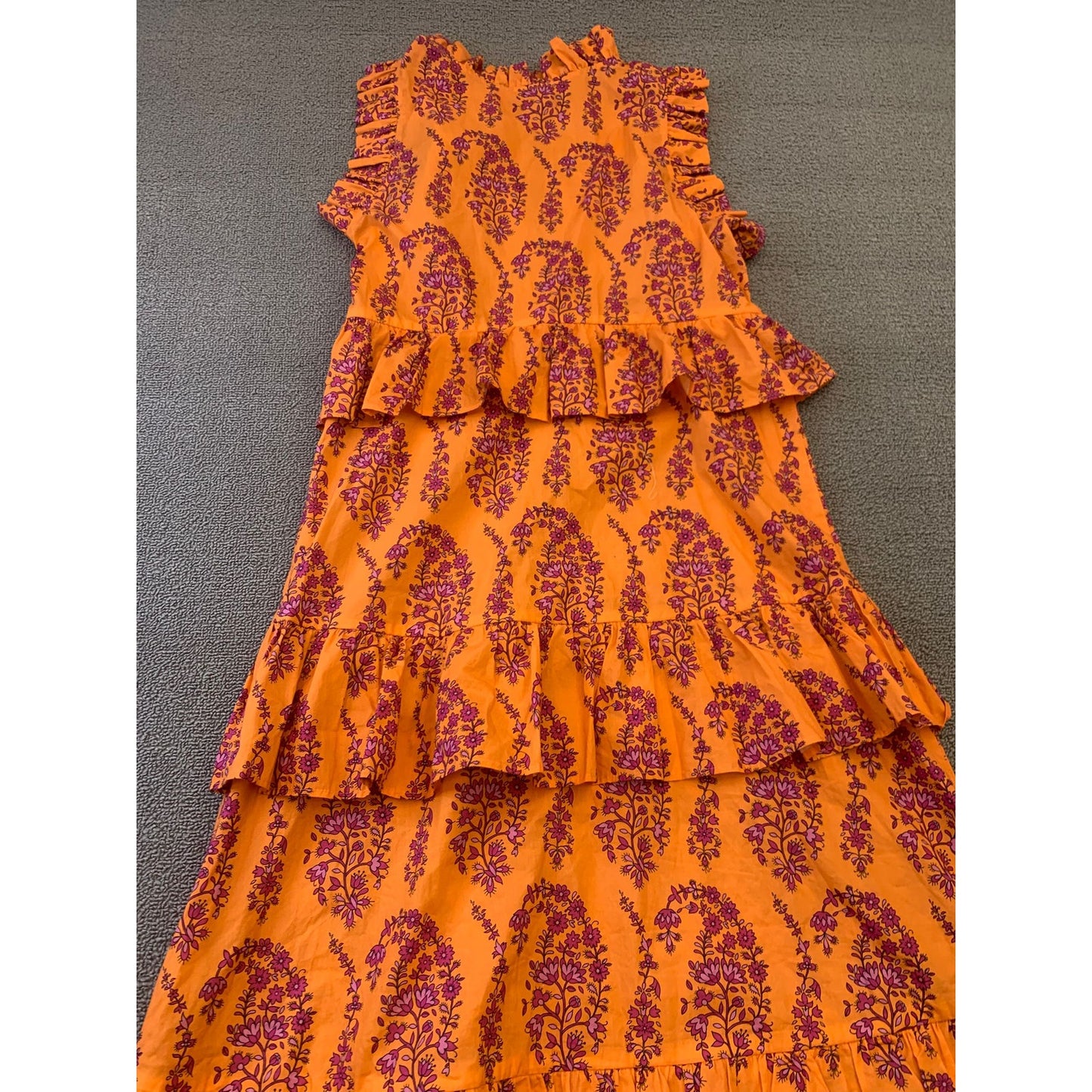 M.D.S. Stripes Women's Orange Floral Paisley Long Dress