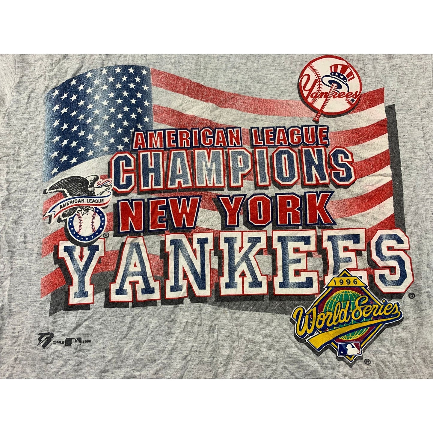 Vintage Teamwork New York Yankees American League Champions T-shirt Men L Gray