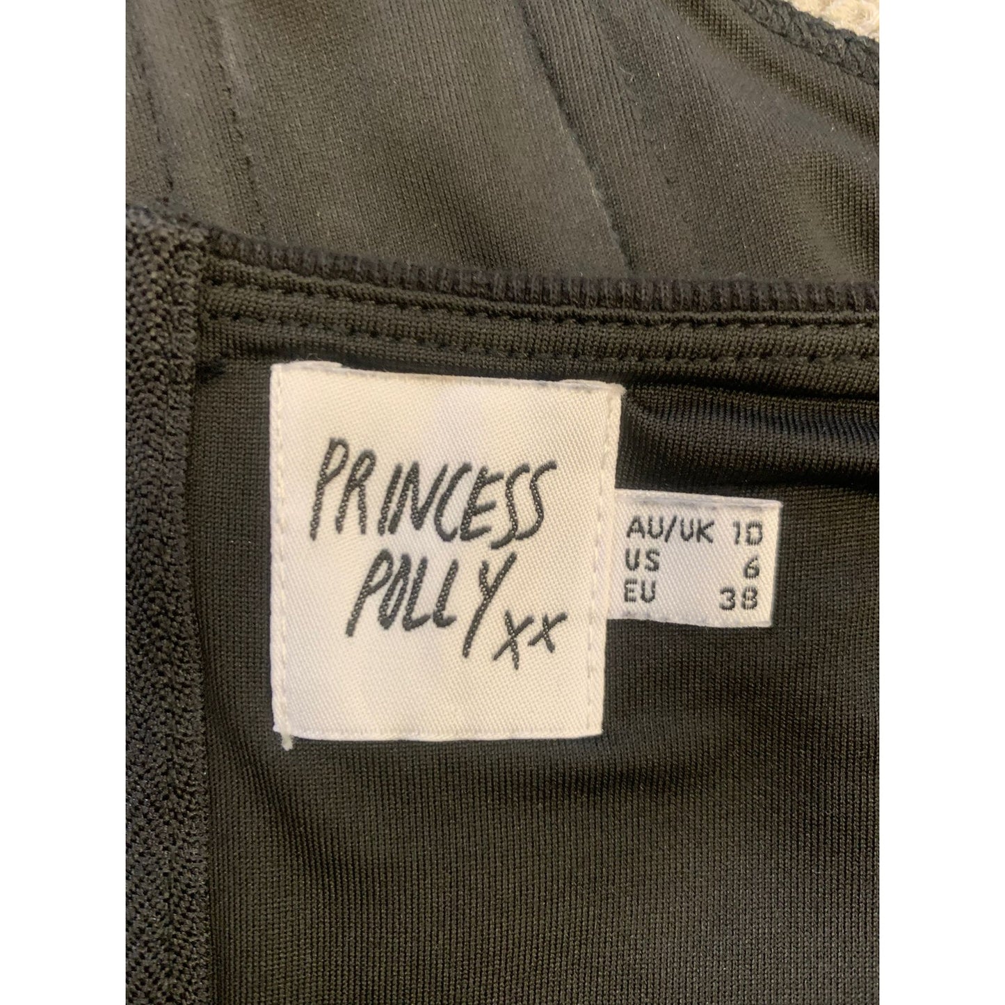Princess Polly US 6 Women's Black Ribbed Square Corset Neck Tank Top