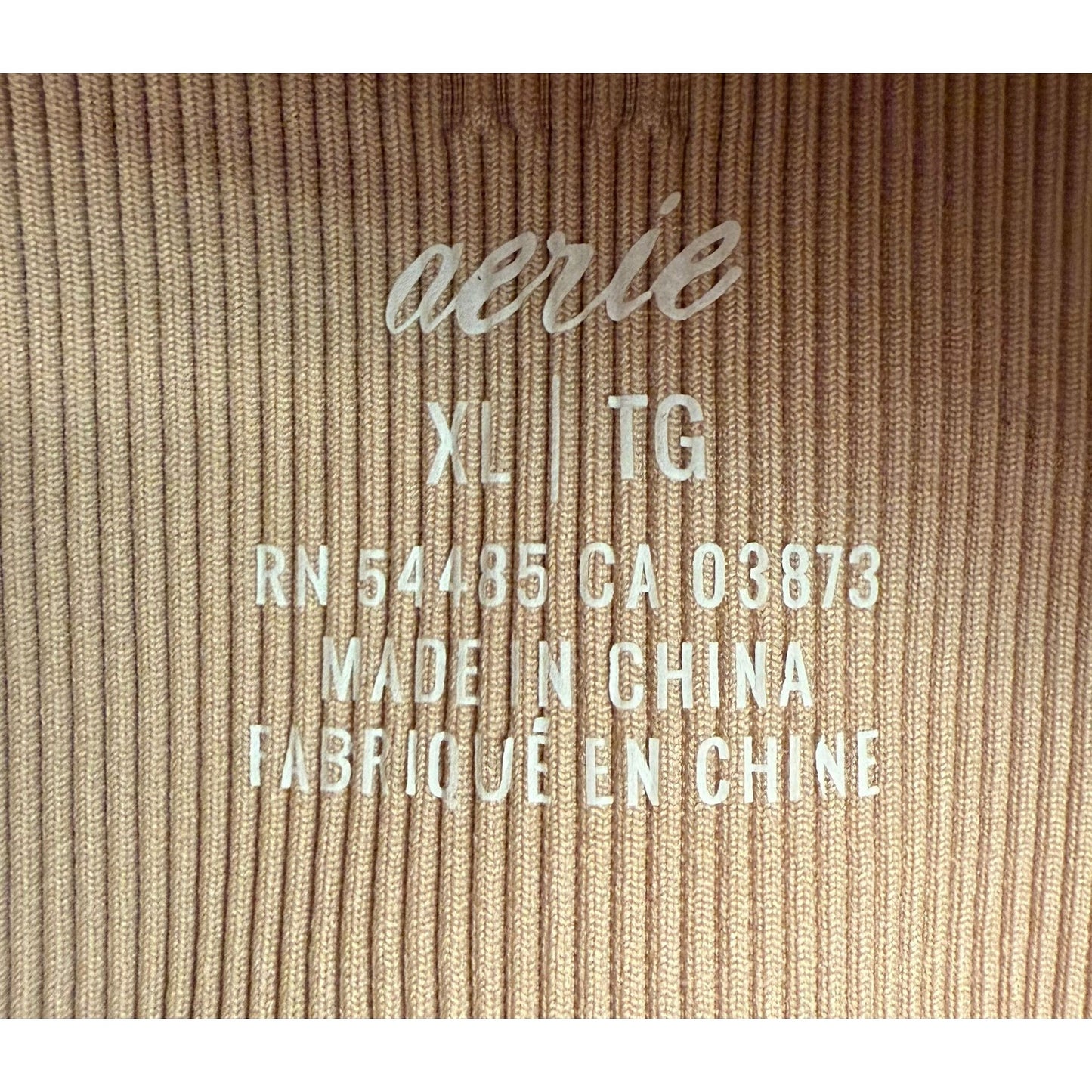 Aerie Women's XL/TG Ribbed Seamless Bralette Top Beige Tan Built-in Bra