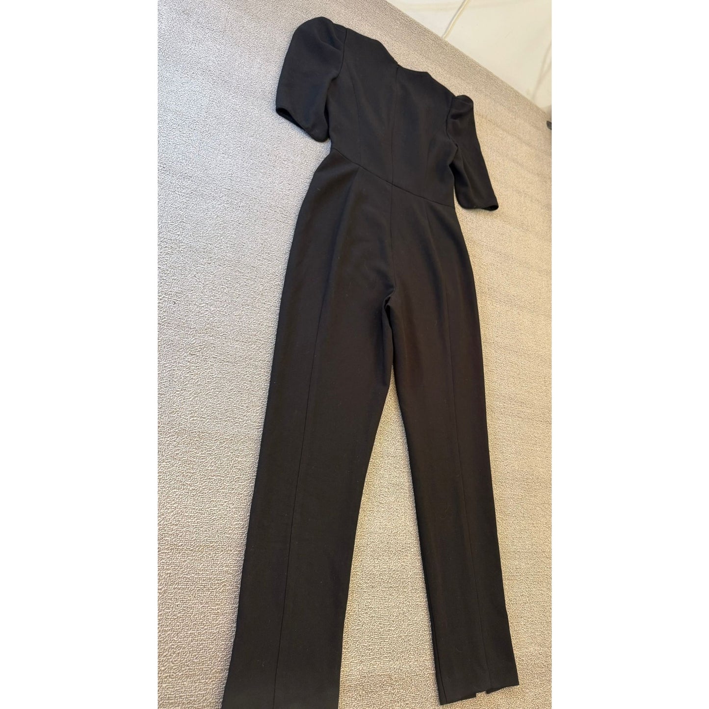 Black Halo Women's Size 4 Black Puff Sleeve Tailored Jumpsuit Dressy Formal
