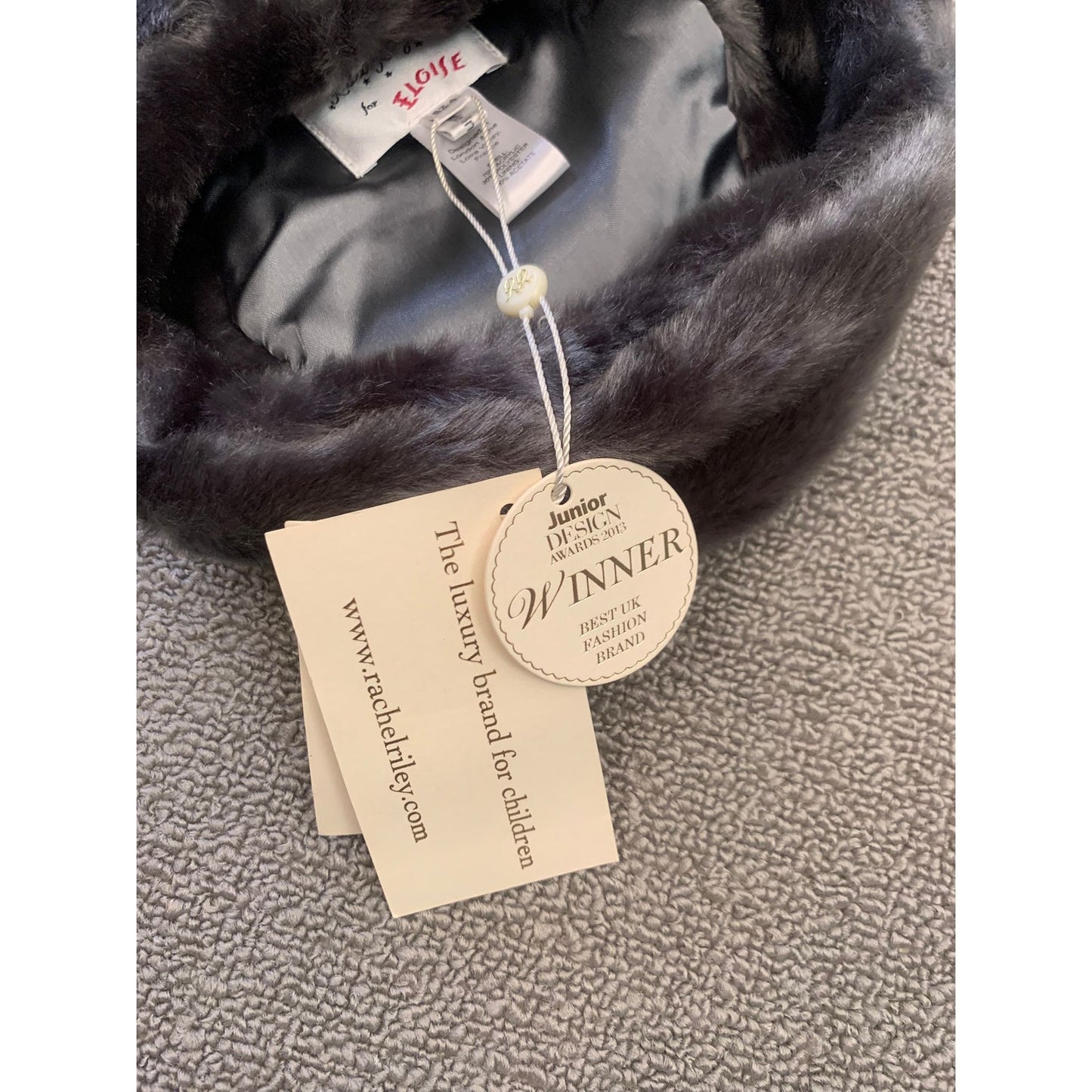 Rachel Riley For Eloise Baby Size 4 Gray Faux Fur Hat