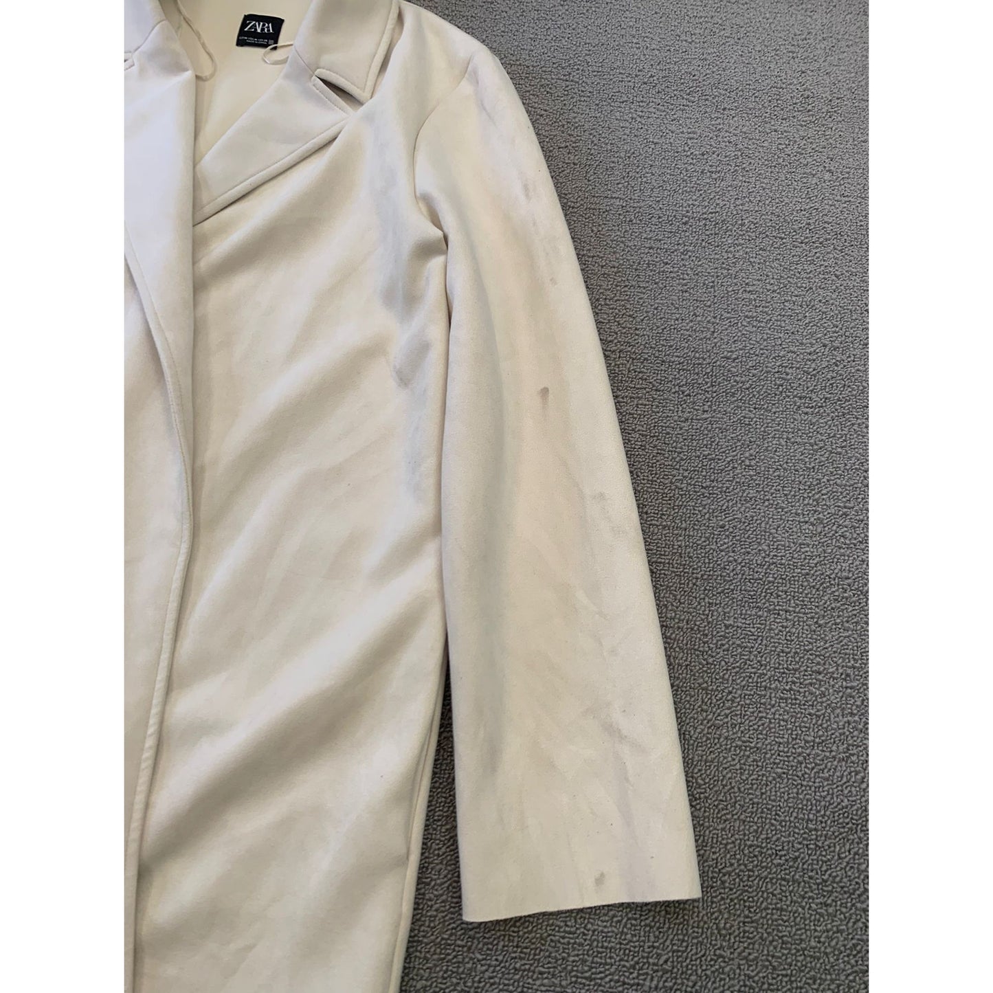 ZARA Women's Medium Cream White Long lapel Coat