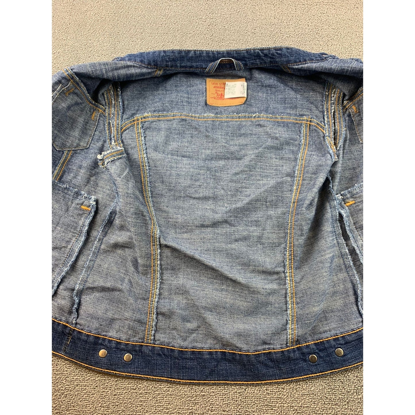 Levi's Easy Ryder Jacket Size M Blue Wash Trucker Denim Vest DIY Cut Off Sleeve