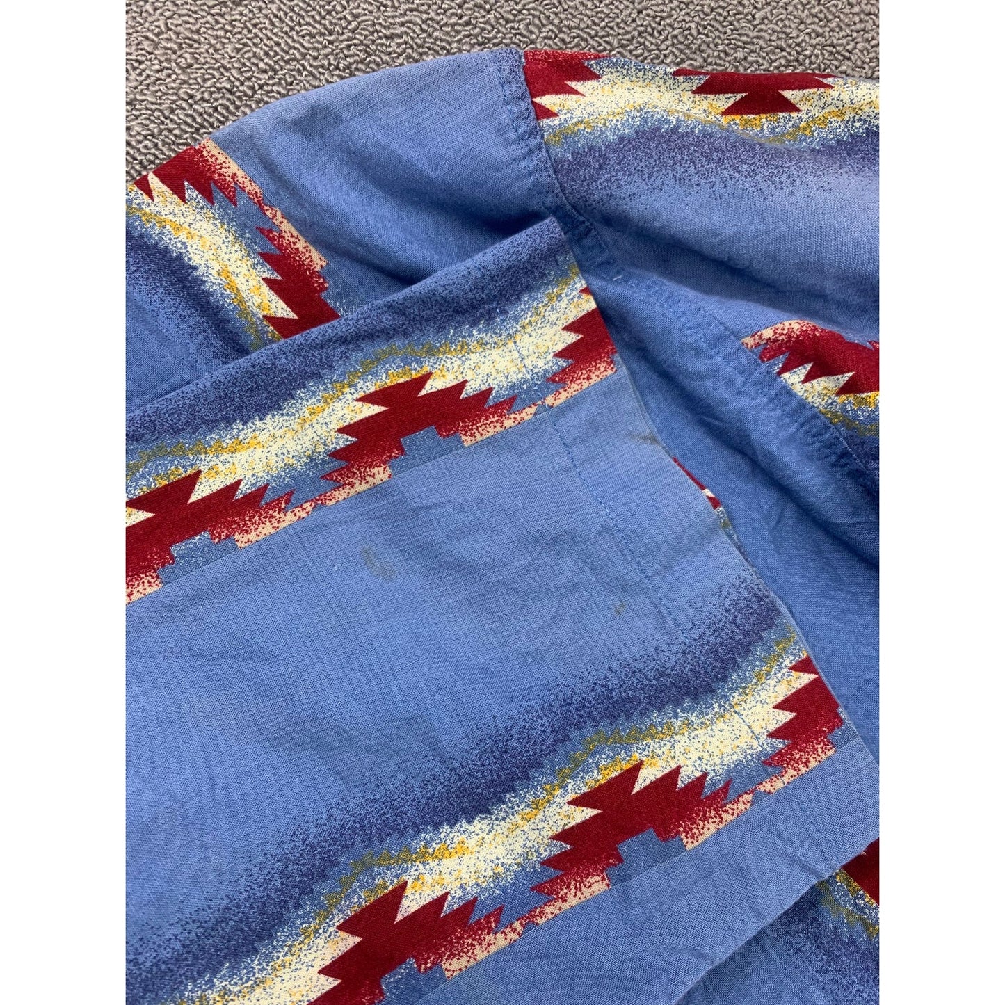 Vintage Wrangler Men's Medium Pearl Snap Brush Popper Shirt Aztec Western Rodeo