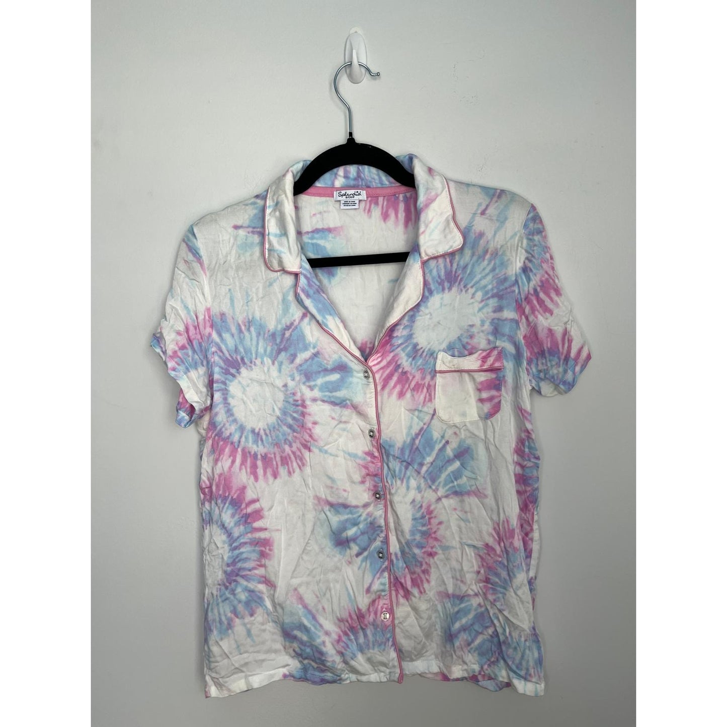 Splendid Tie Dye Pajama Set Women Small Short Sleeve Button Top Shorts