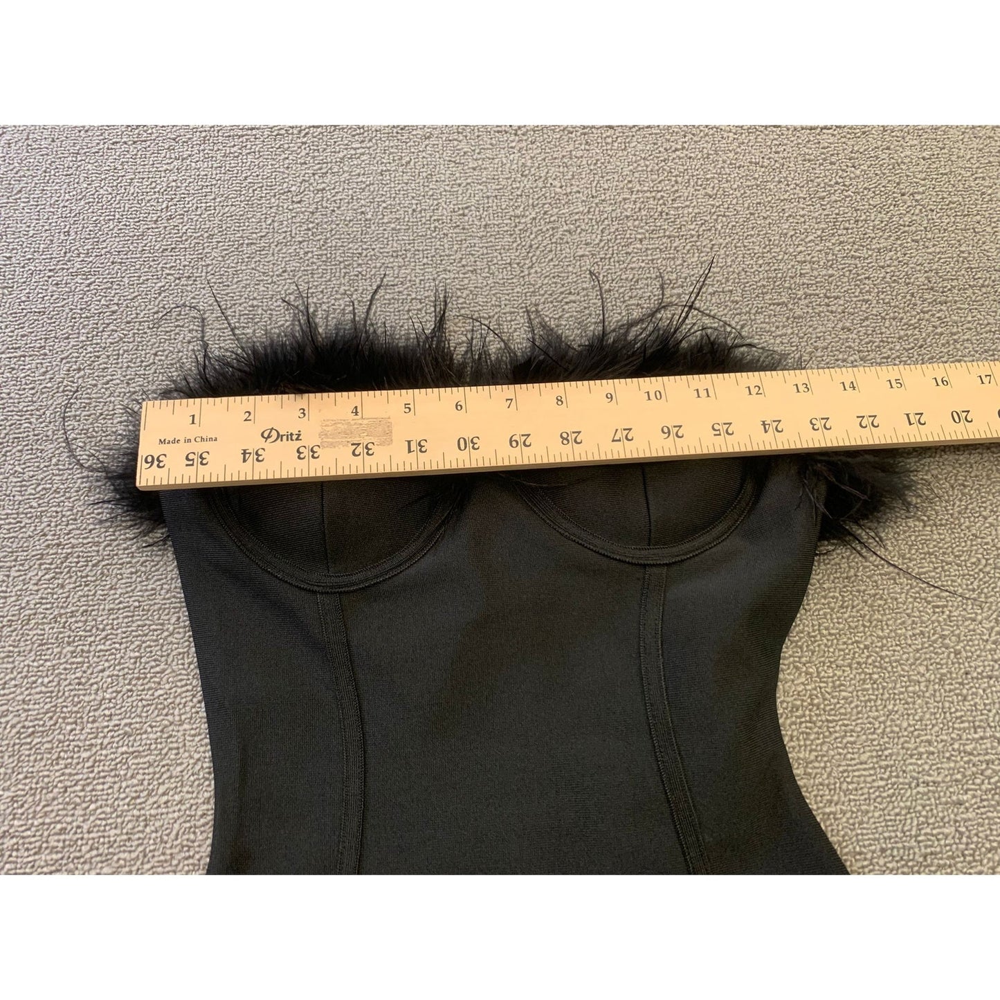 Superdown Women XXS Black Feather Trim Mini Dress