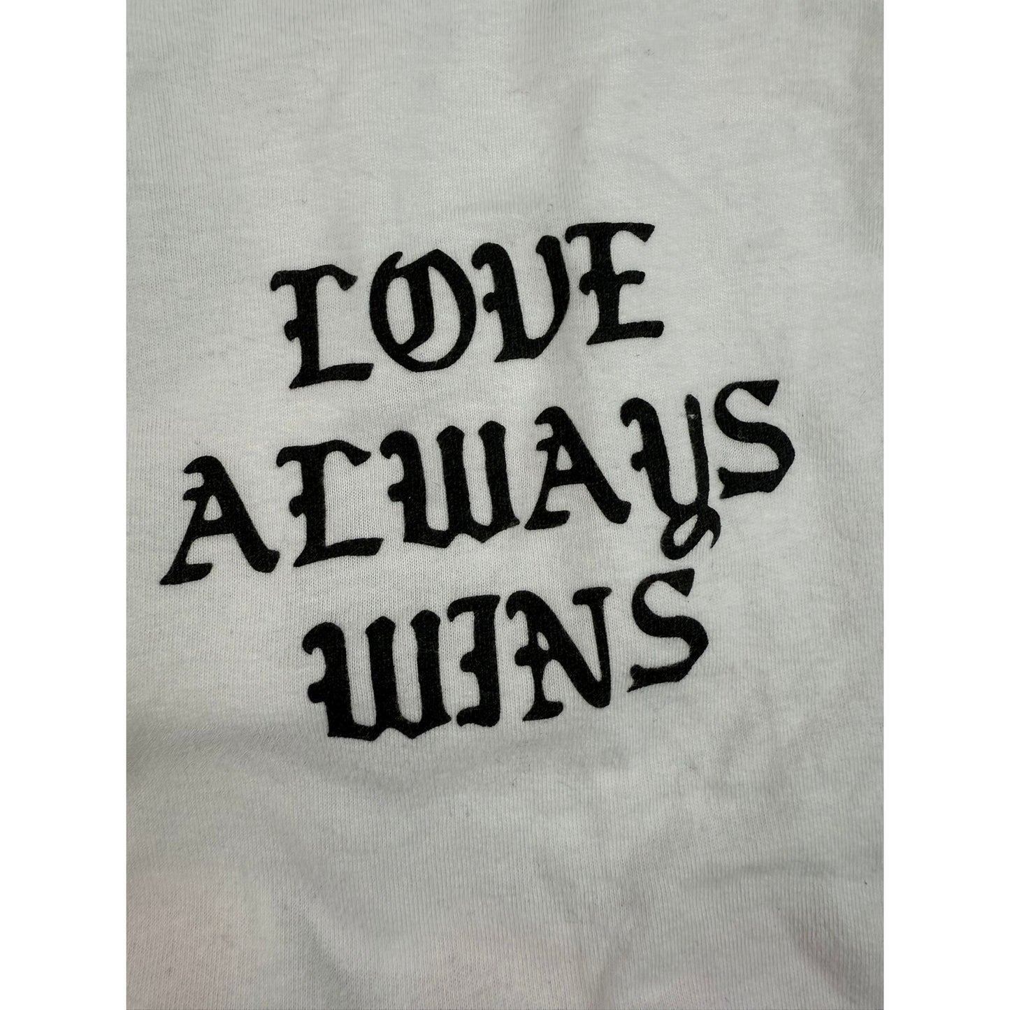 Love Always Wins Women Medium White With Quote Graphic TShirt