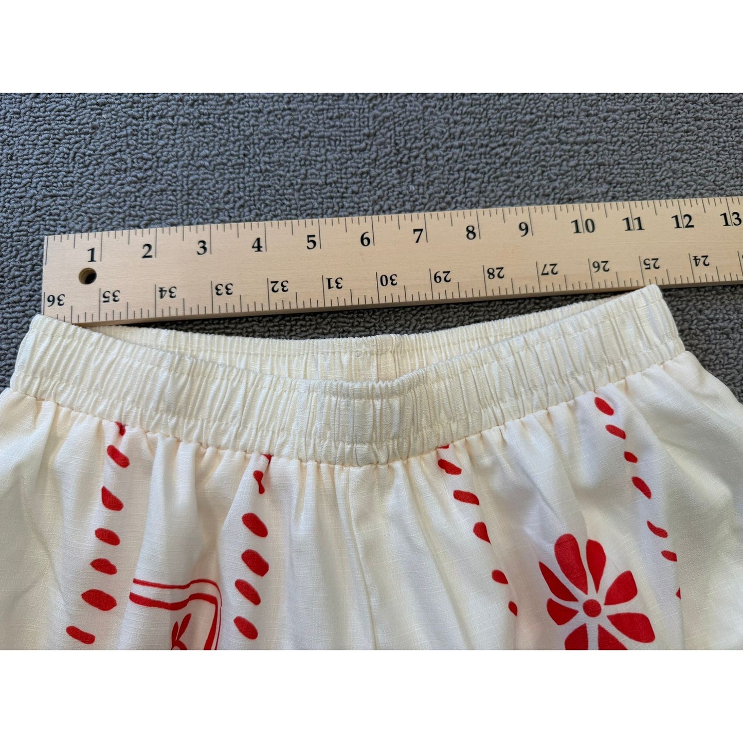 White Red Patterned Co Ord Set Womens Small Vest Wide Leg Pants Polyester