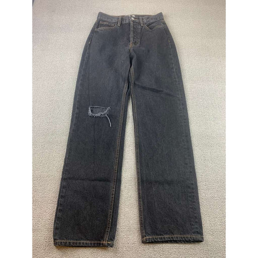 Still Here New York Jeans Women 25 High Rise Straight Leg Black Distressed