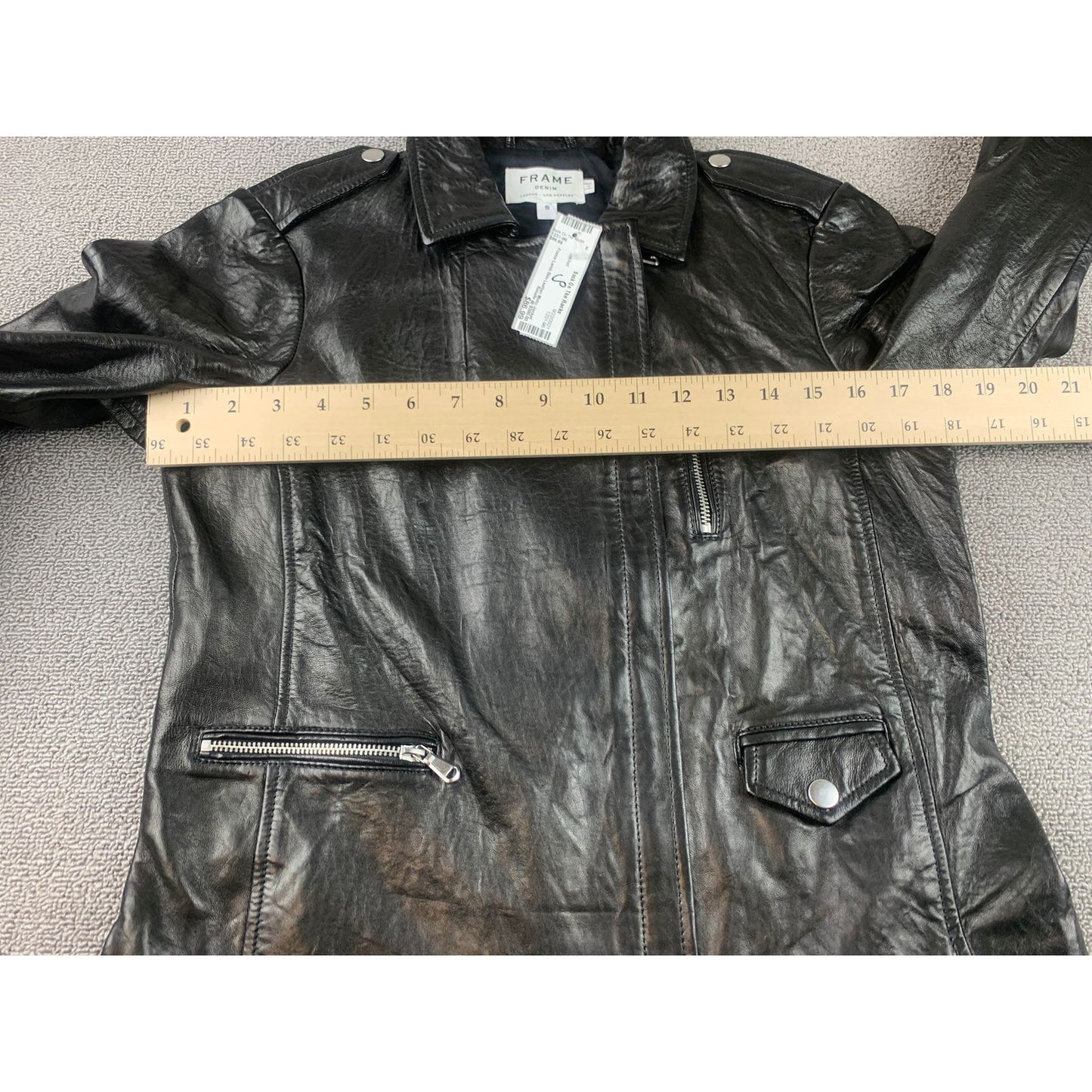 FRAME Denim Lamb Skin Moto Motorcycle Leather Biker Jacket Size Small