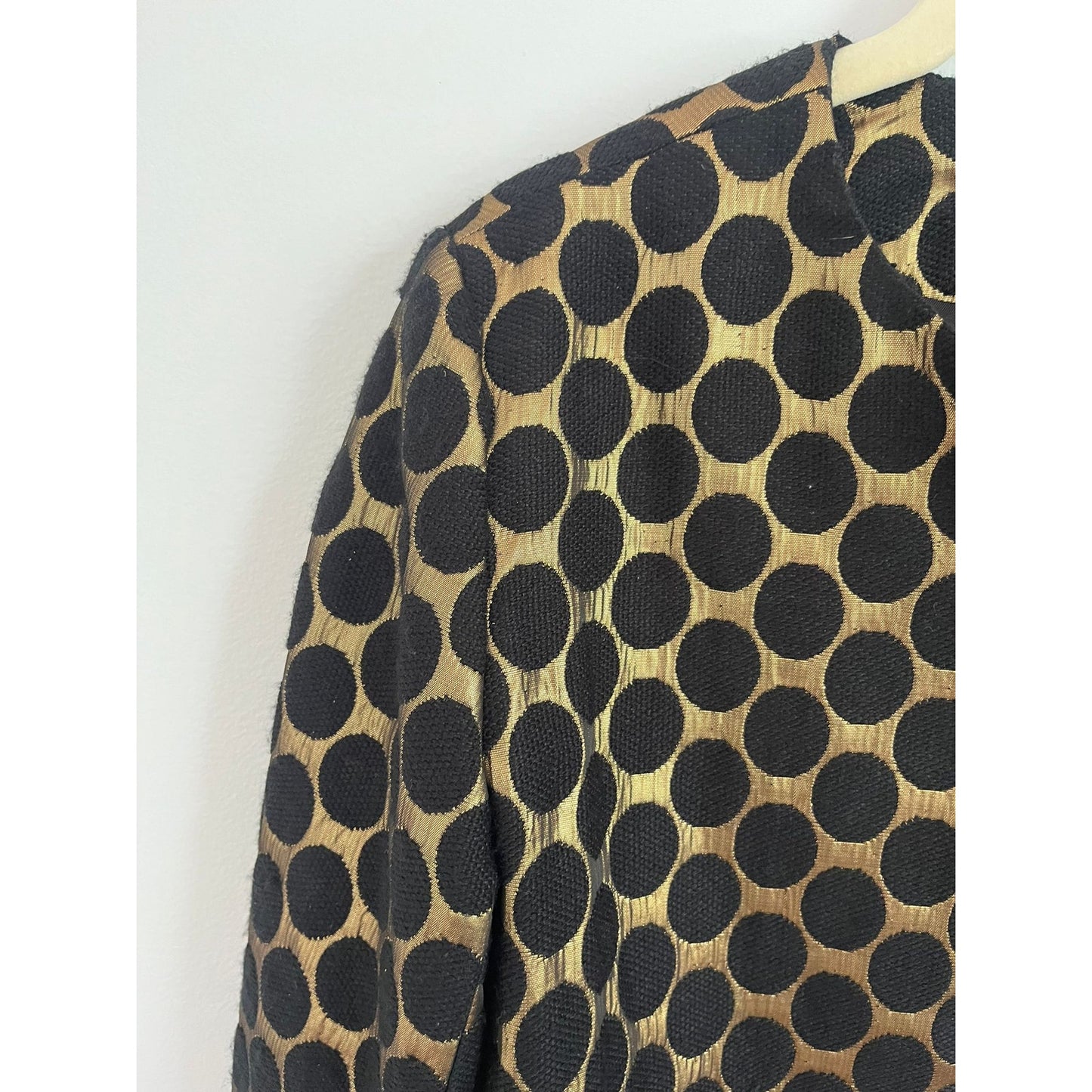 Diane von Furstenberg Coat Women 4 Polka Dot Metallic Open Front Long Jacket