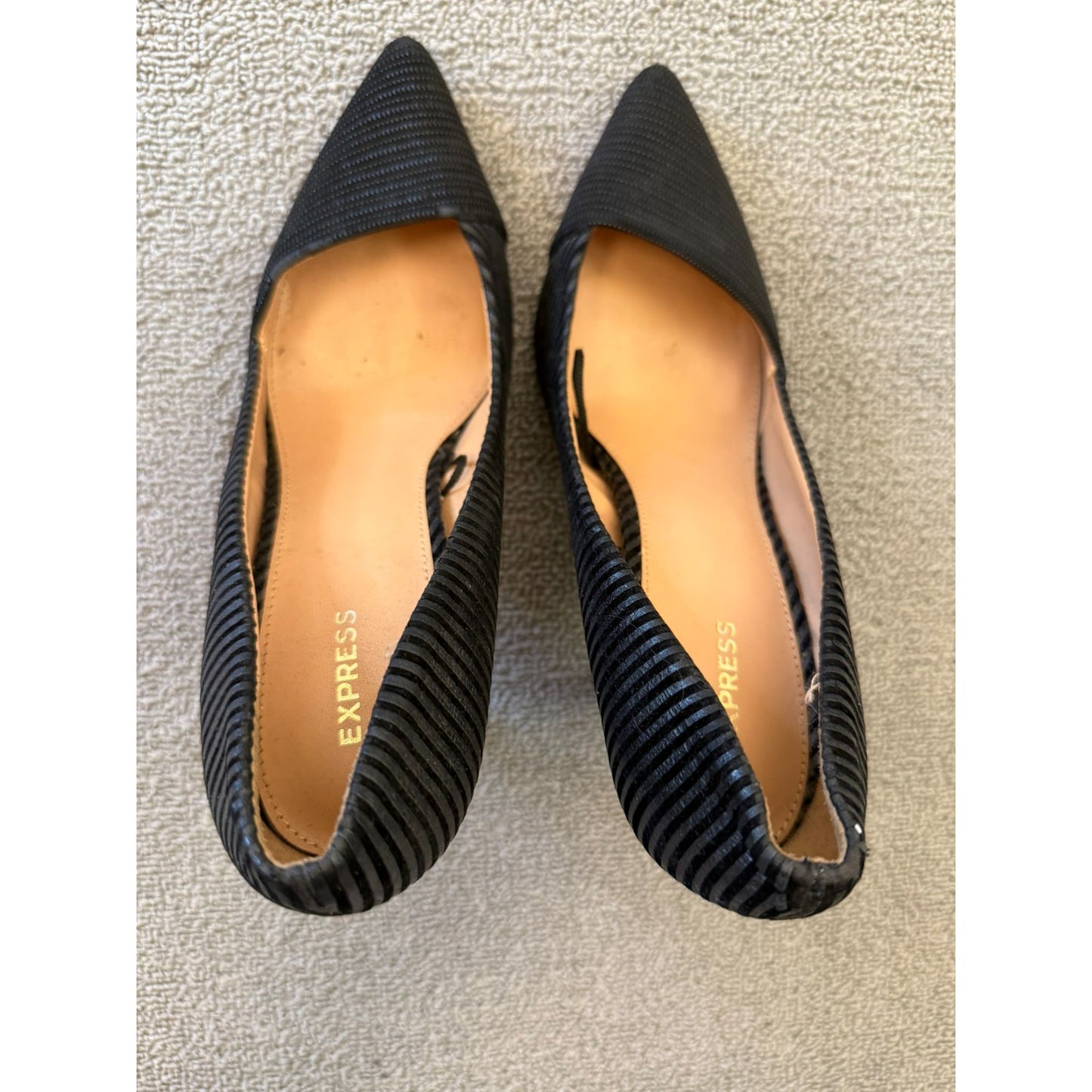 EXPRESS Women's Size 8 Black Ribbed Pointed Toe D'Orsay Stiletto Heels