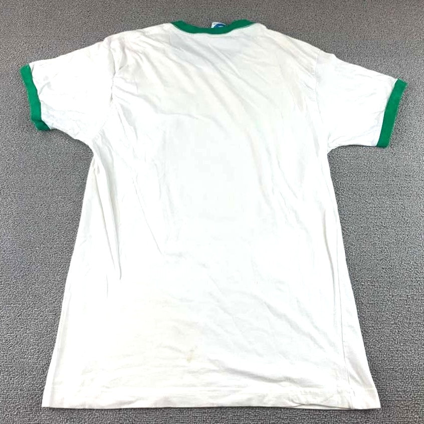 VTG Sesame Street Medium White Green Ringer Graphic T Shirt USA Made