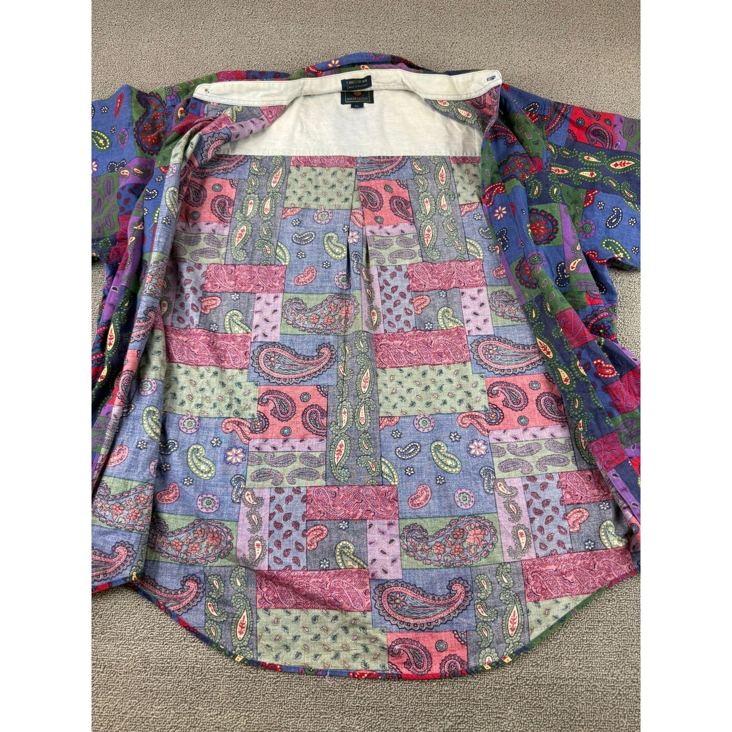 Vintage Chaps Ralph Lauren Men's Paisley Button Up Shirt XL Short Sleeve