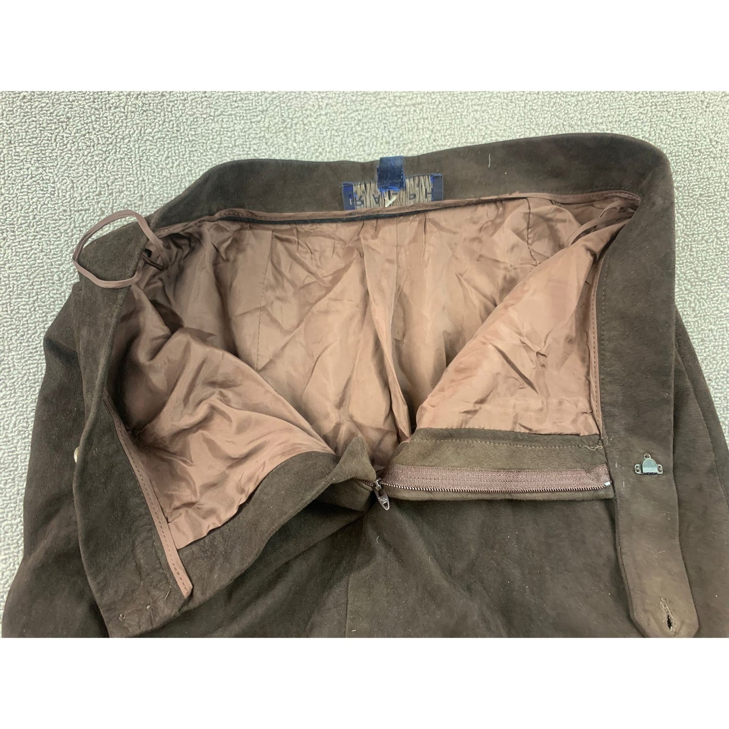 Vintage Ralph Lauren Women 14 Dark Brown Suede Pencil Skirt With Button Closure