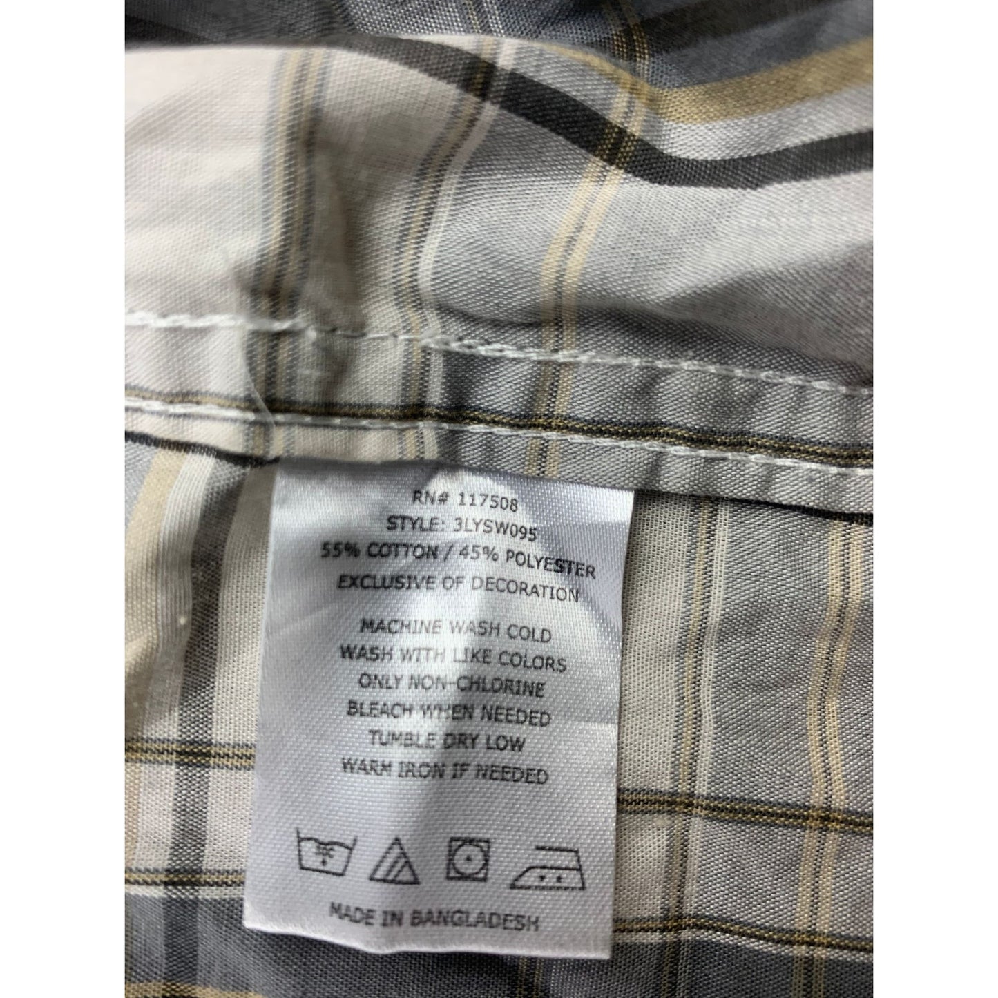 Levi’s Western Snap Shirt Men's L Gray Plaid Short Sleeve Pearl Snaps