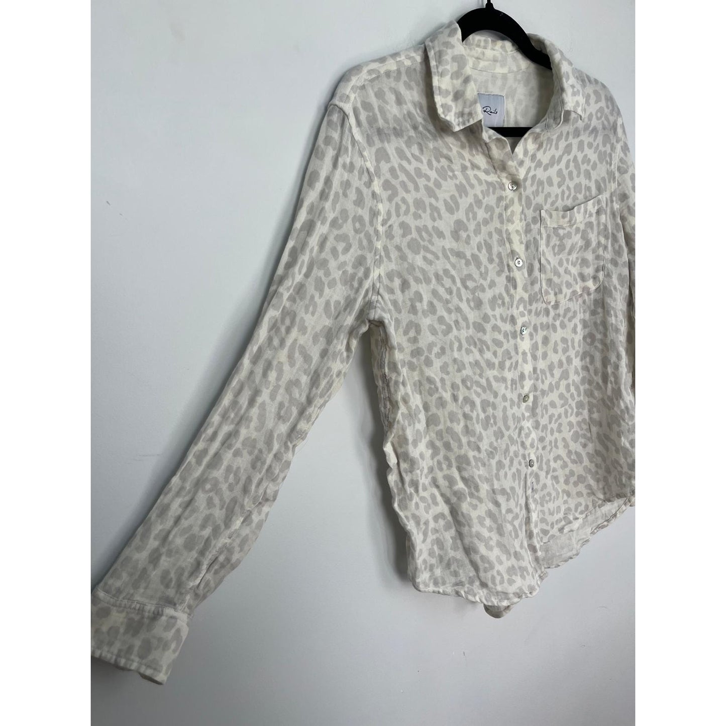 Rails Leopard Print Button Up Shirt Women Small Long Sleeve Lightweight Blouse