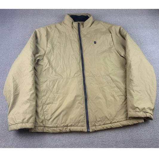 IZOD Jacket Men's XL Tan Quilted Lined Full Zip  Polyester Warm Winter Jacket