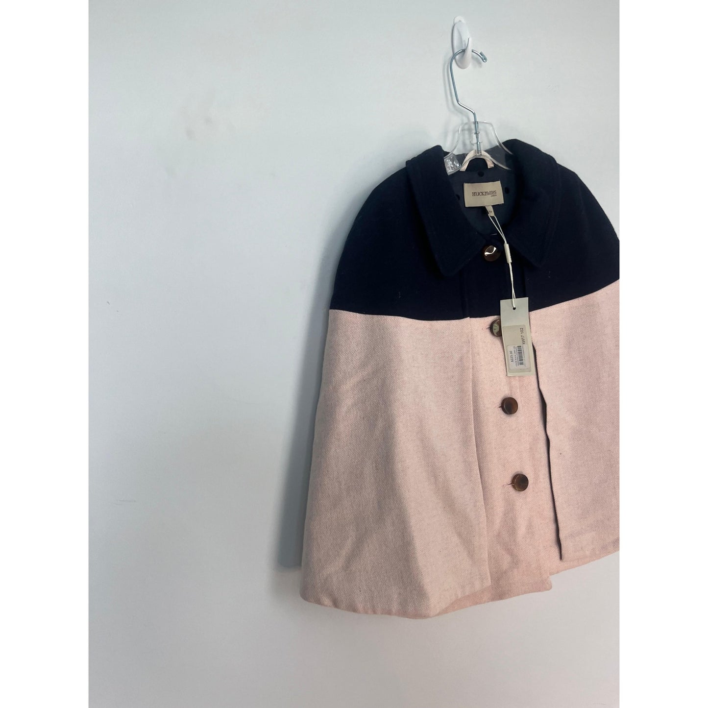 Hucklebones Cape Coat Girls 10Y Colorblock Wool Pink Navy Formal Outerwear