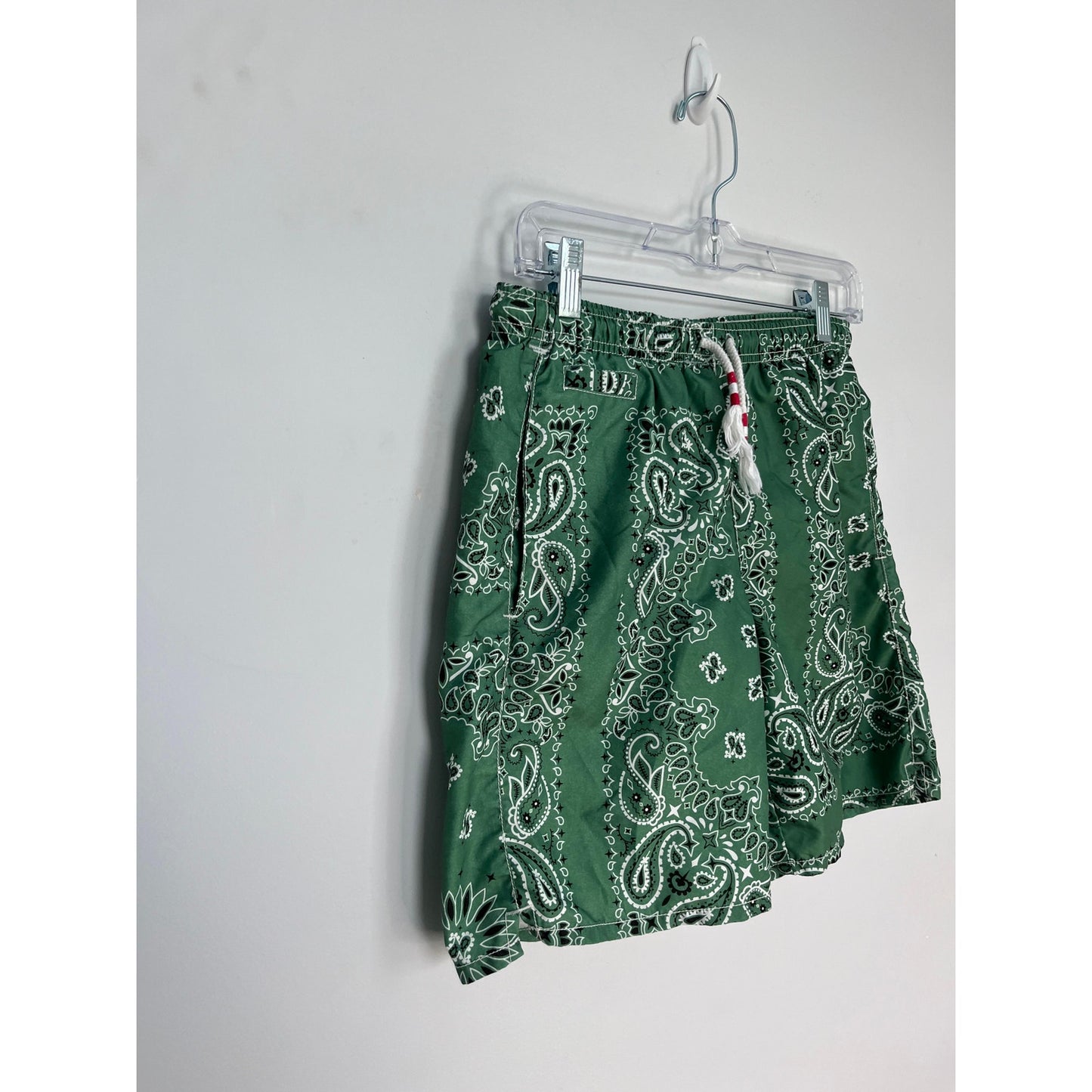 MC2 Saint Barth Swim Trunks Boys 16Y Green Paisley Print Recycled Drawstring