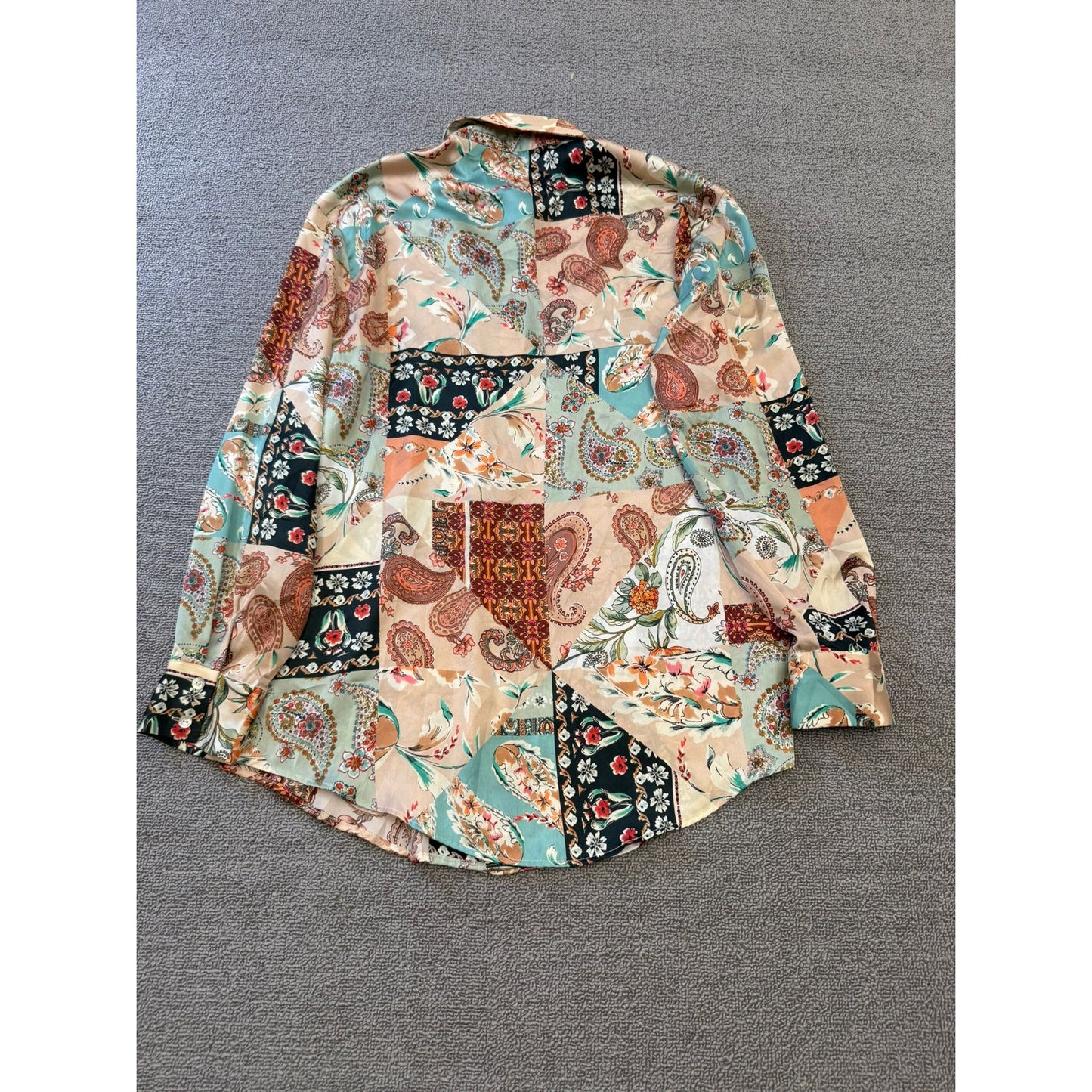 Zara Women's XS Multi-Color Long Sleeve Paisley Boho Button Shirt