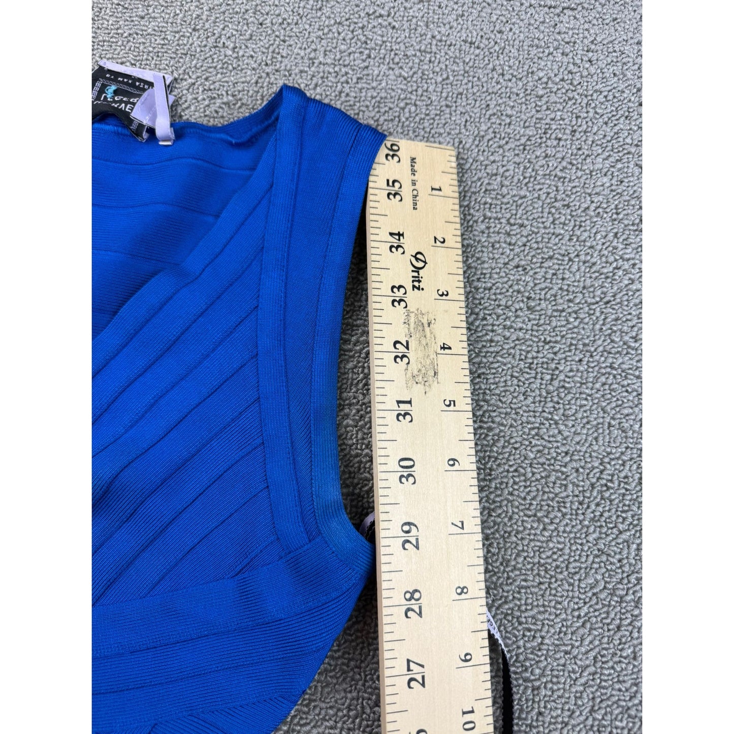 Hervé Léger Women's Medium Blue V Neck Dress Gown